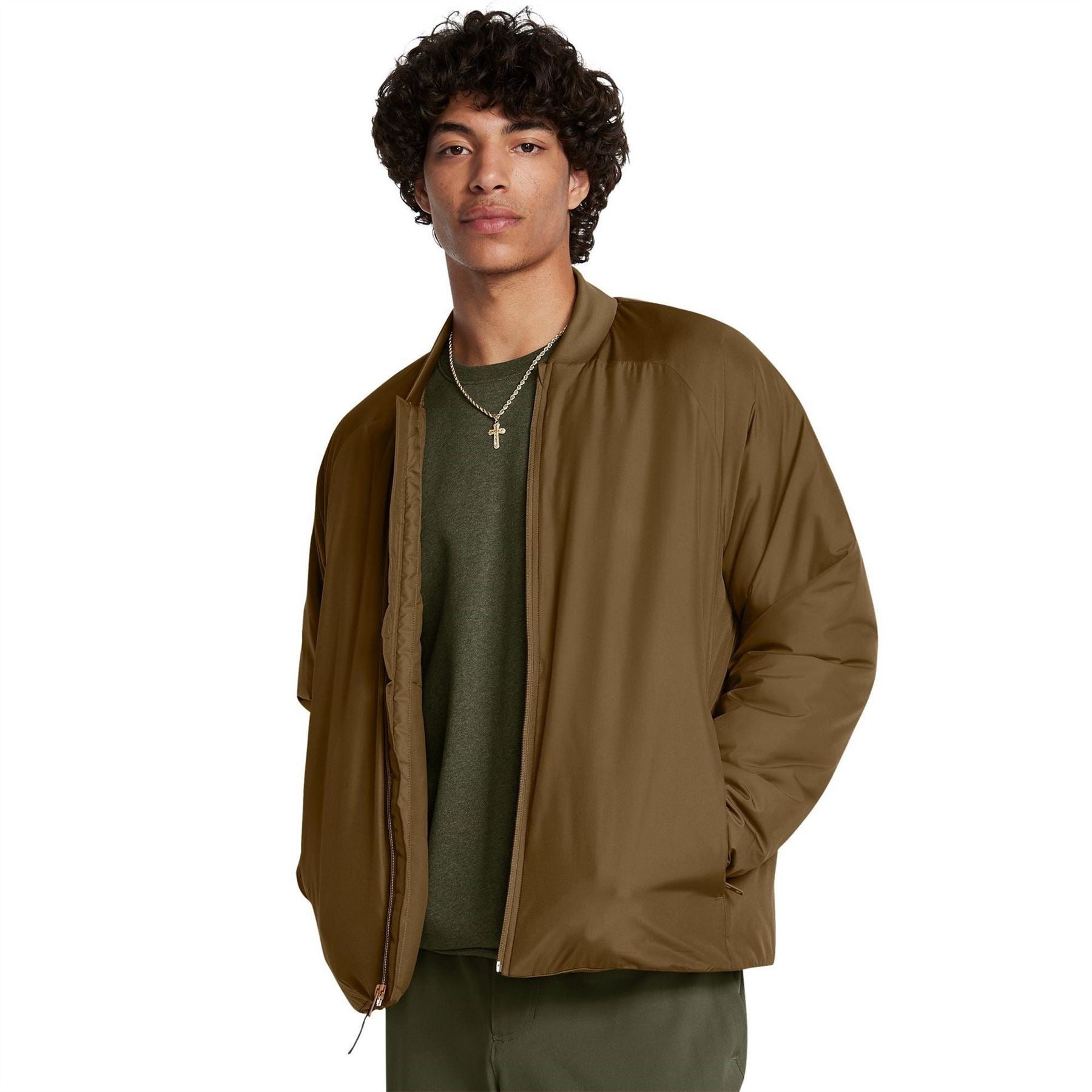 Under Armour Solid Patterned Ribbed Cuff Bomber Collar Bomber Jacket