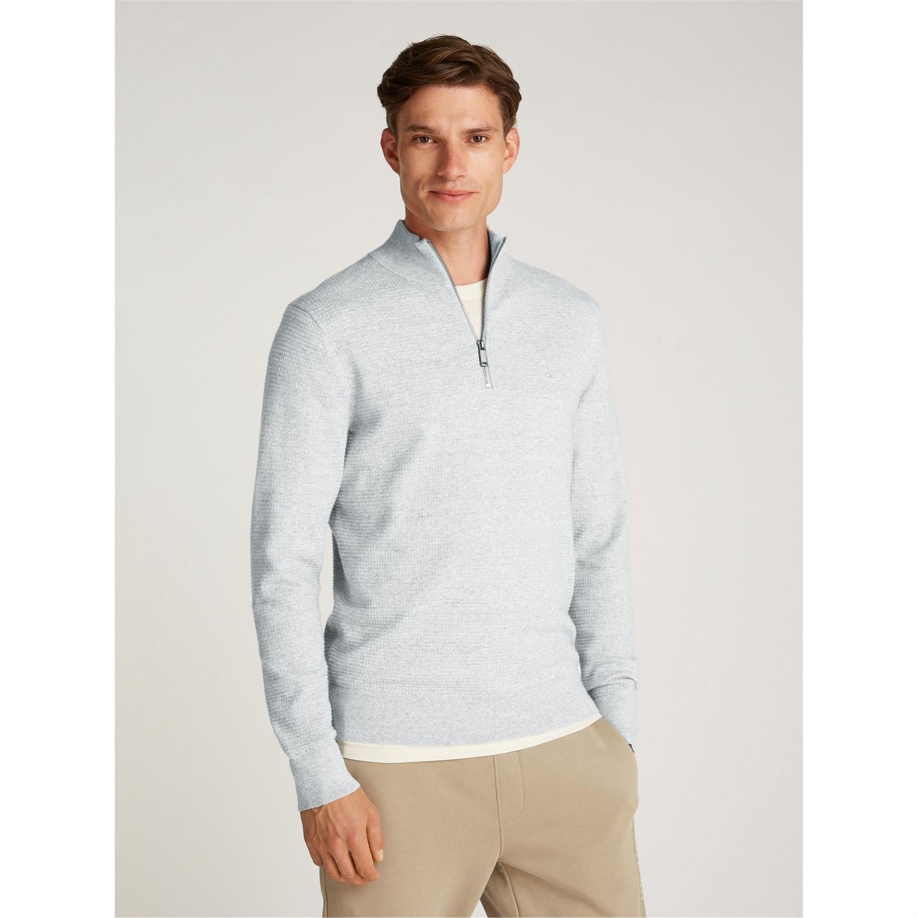 Calvin Klein Texture Zip Neck Regular Fit Sweater