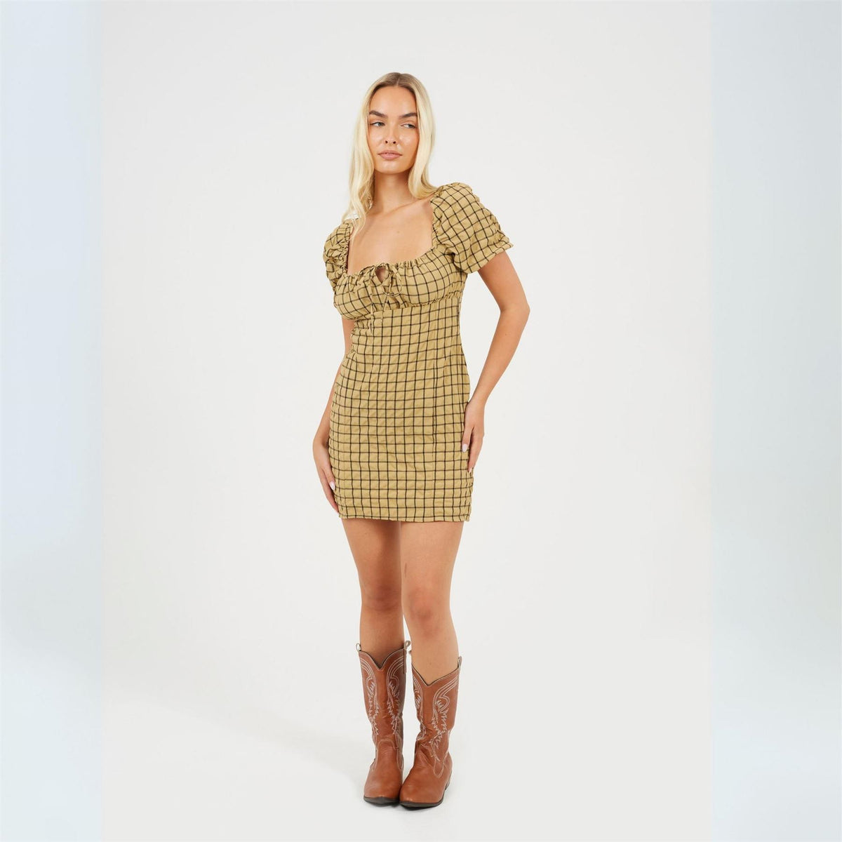 Brave Soul Puff Sleeve Square Neck Mini Dress