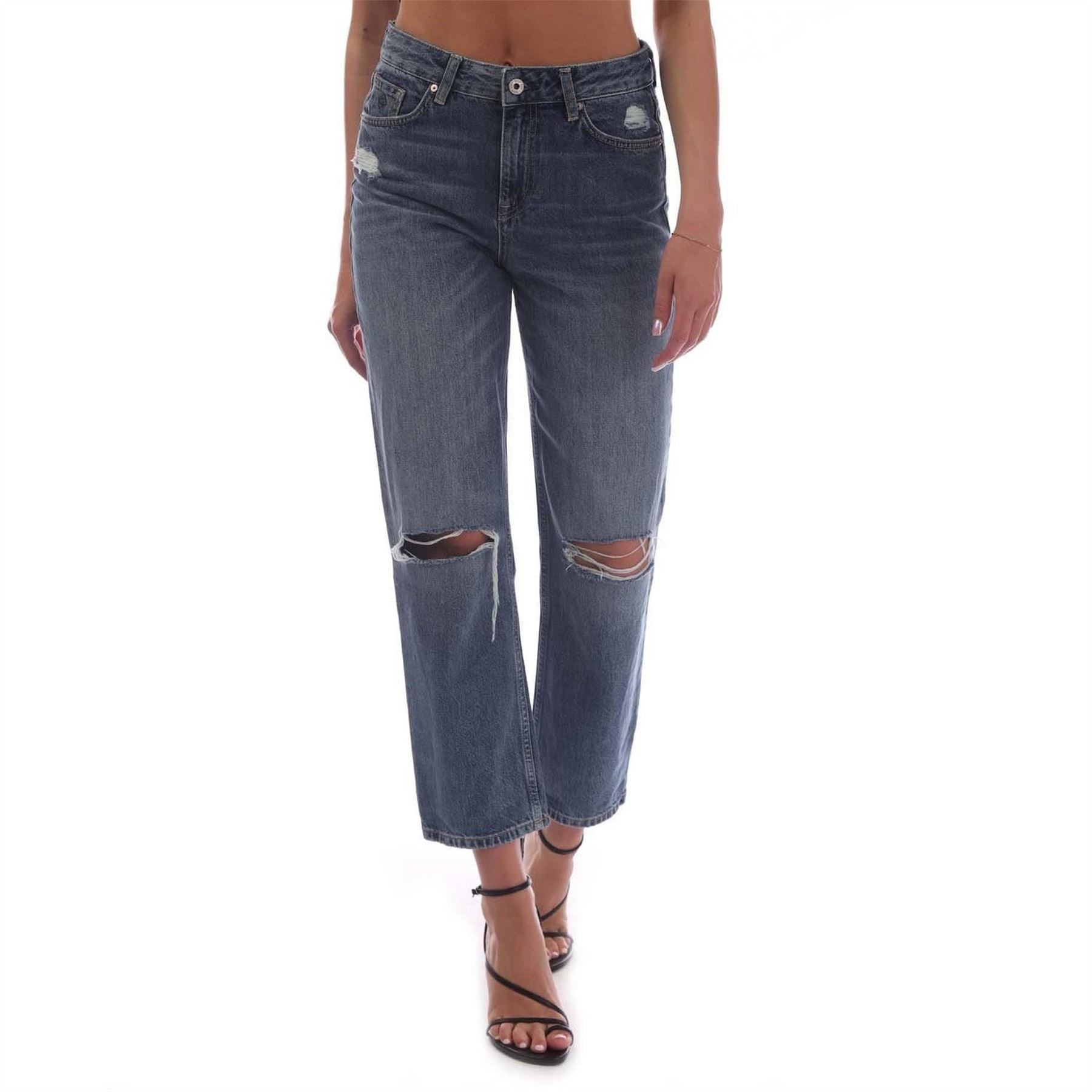 Gant Relaxed Fit Cropped Ripped Jeans