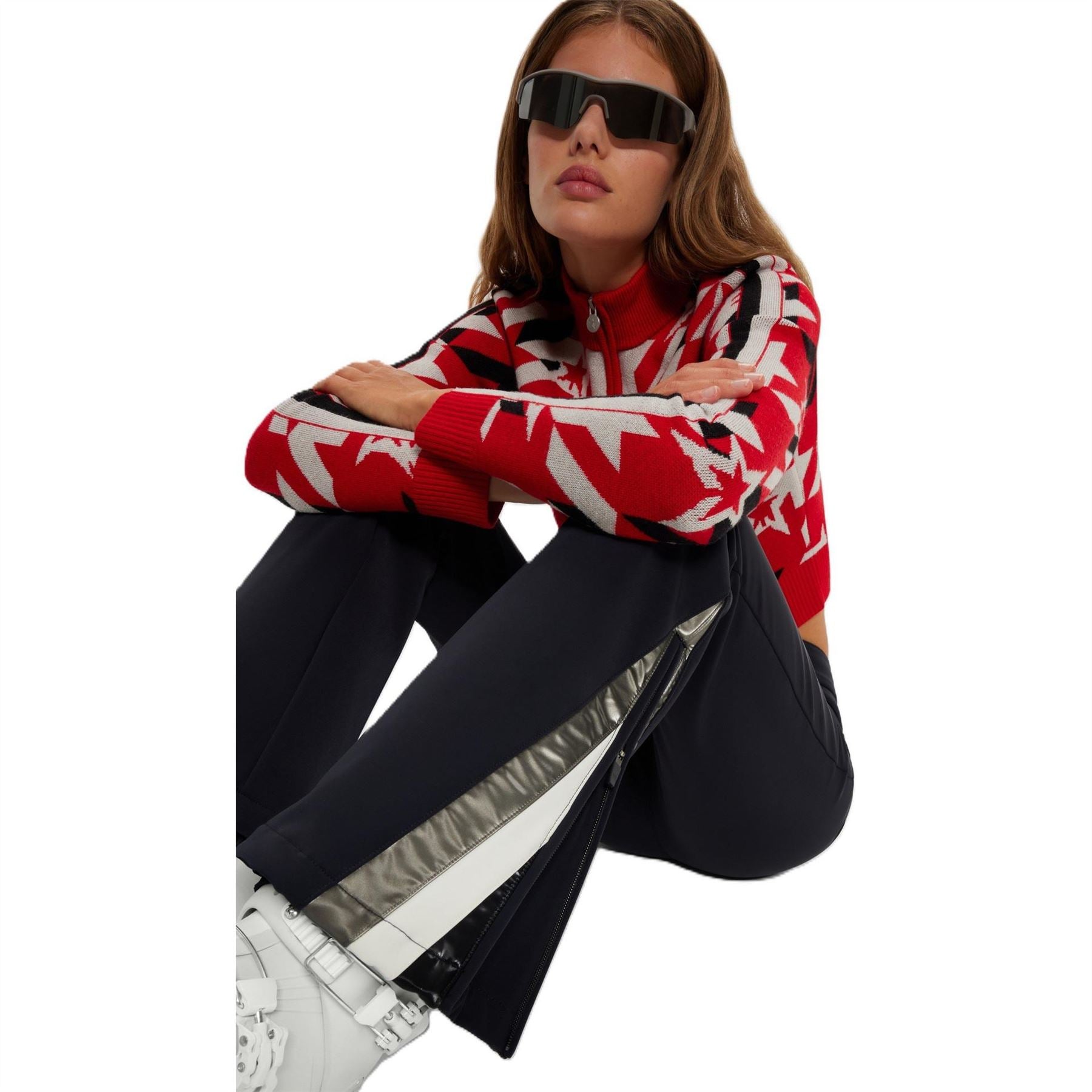 Boss Color Block Flared Salopette with Zipped Pockets