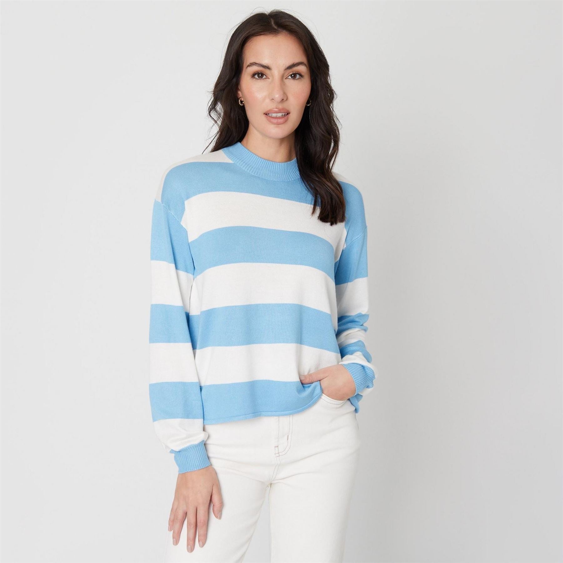 Be You Stripe Crew Neck Relaxed Fit Sweater