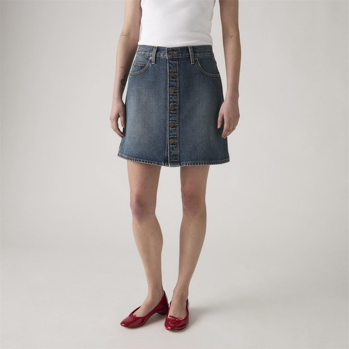 Levis Retro Button Front Skirt