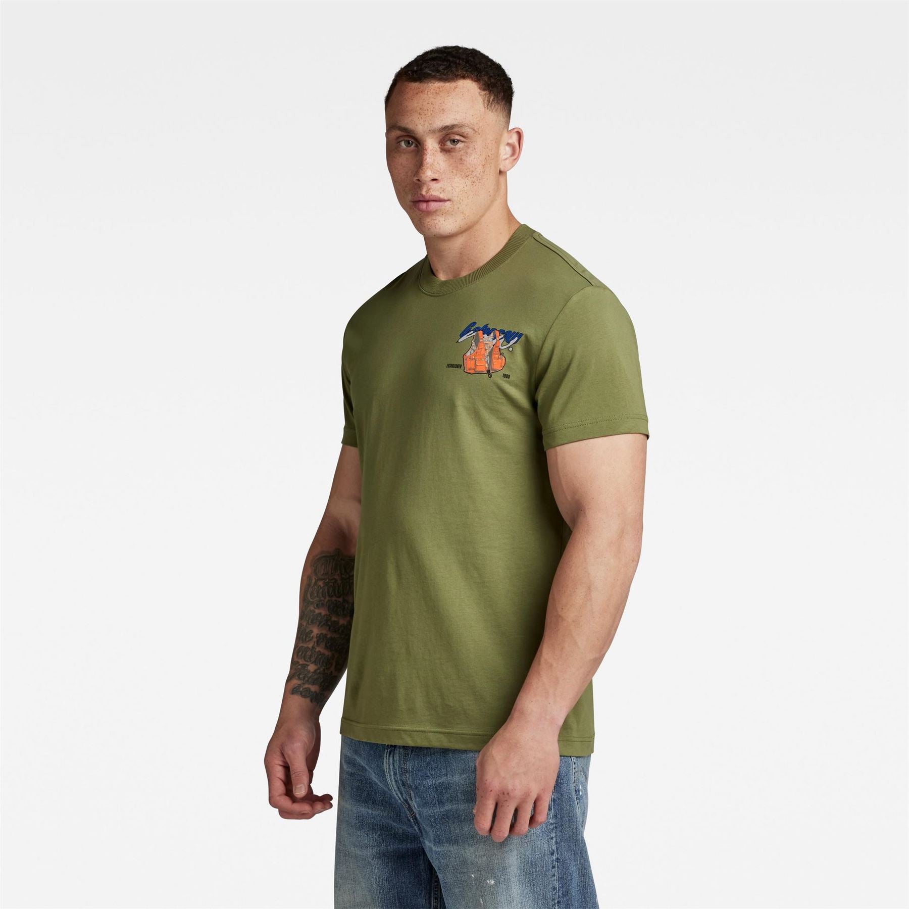 G Star Regular Fit Geographic Print T-Shirt