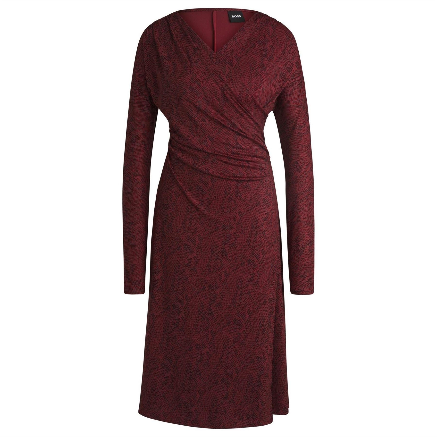 Boss Ettita Aop V-Neck Long Sleeve Midi Dress