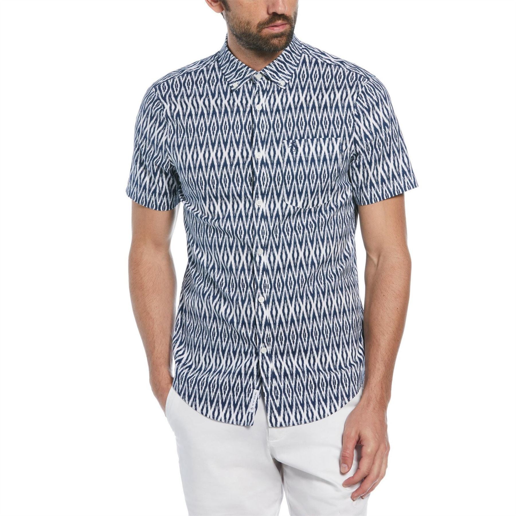 Original Penguin All Over Diamond Print Short Sleeve Shirt