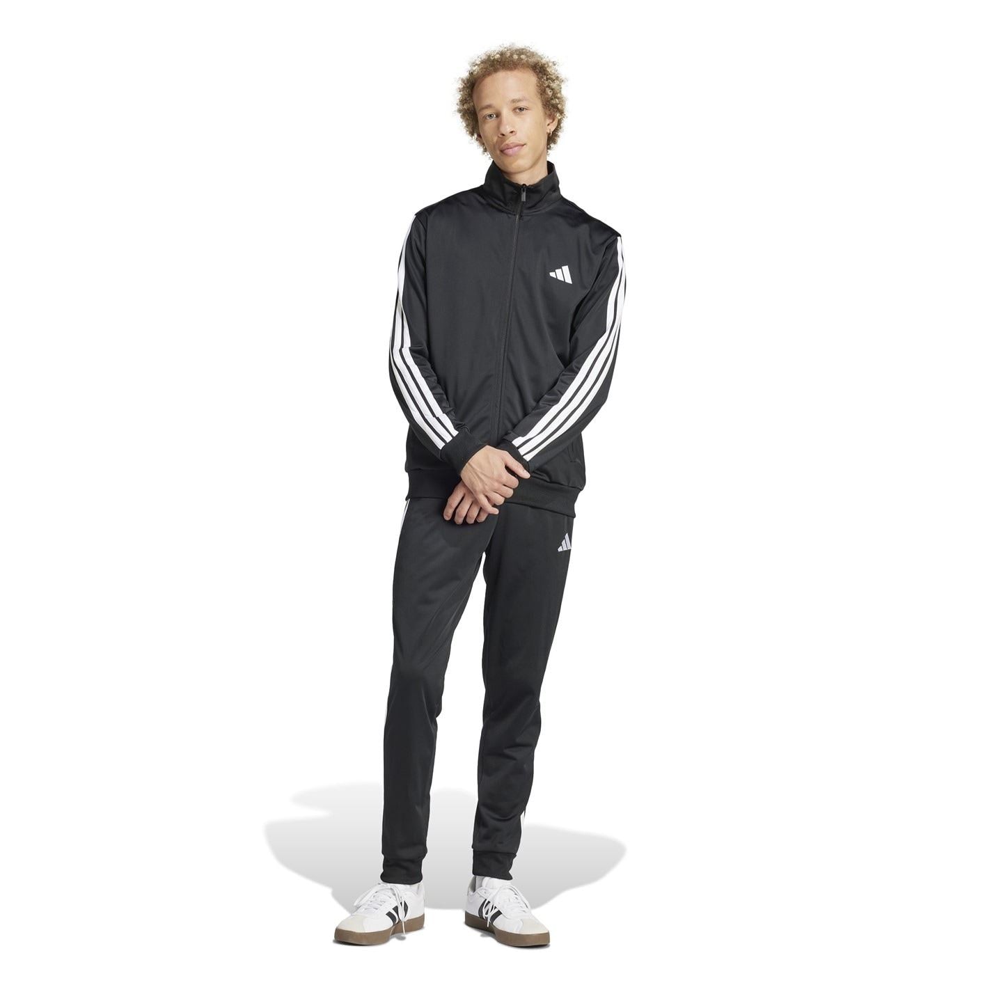 adidas Basic 3   Stripes Tricot Tracksuit