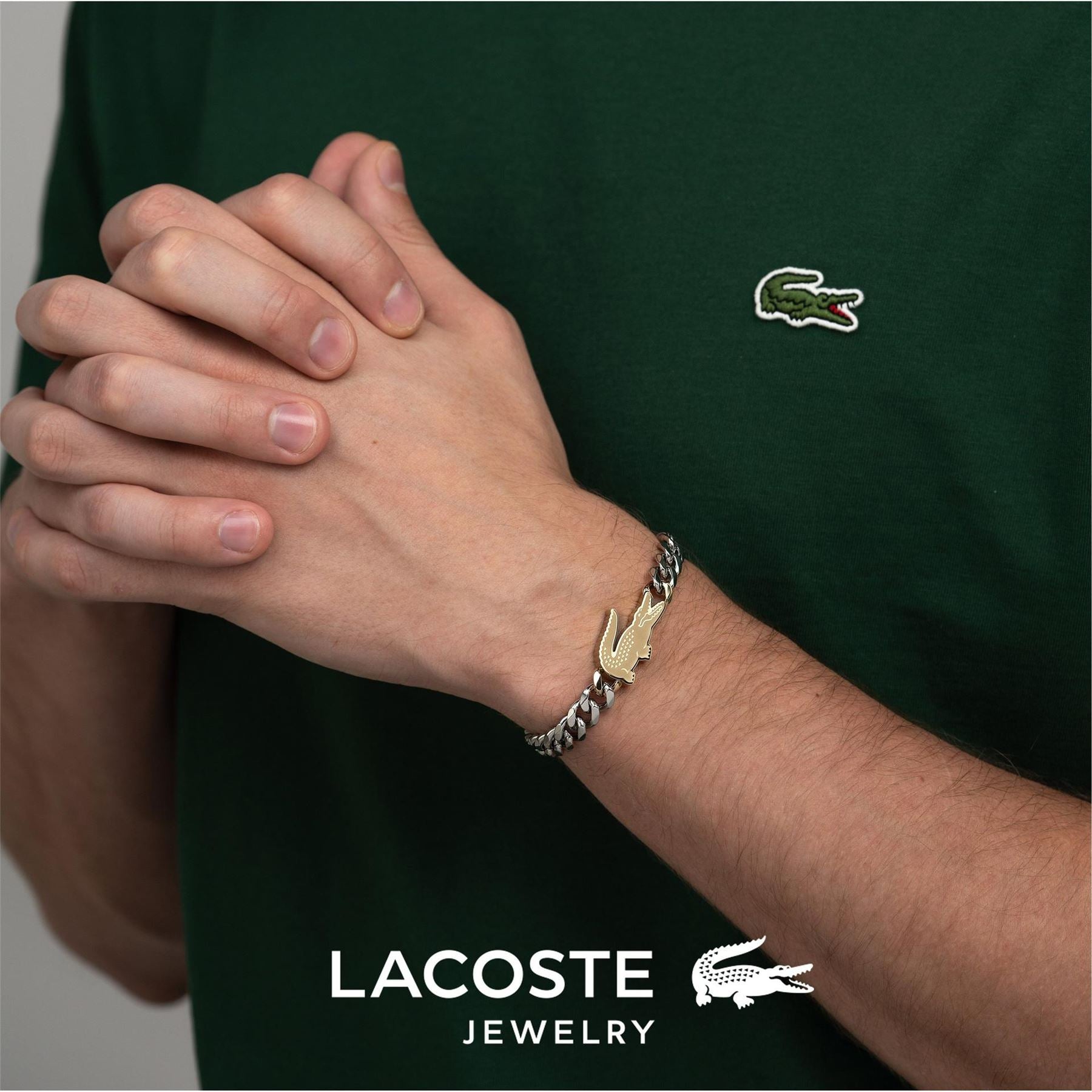 Lacoste Mens Arthor Crocodile Curb Chain Bracelet