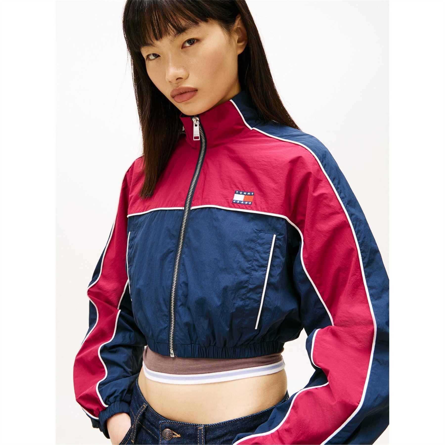 Tommy Jeans Color Block Contrast Piping Track Jacket with Zipped Pocket