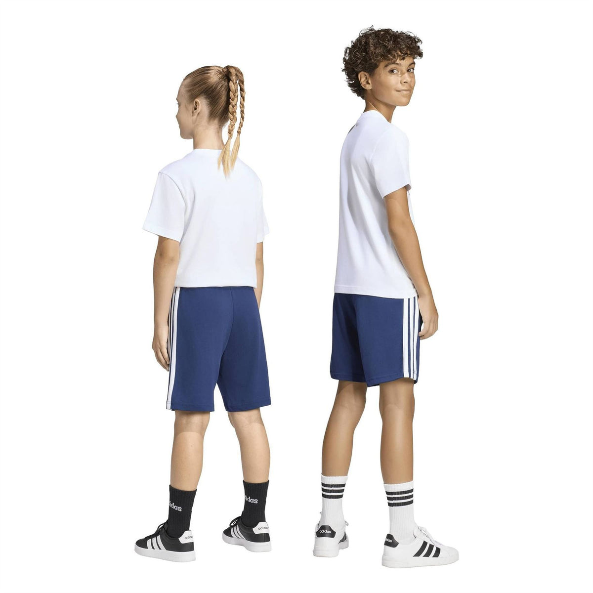 adidas Essentials 3 Stripe Jersey Short Juniors