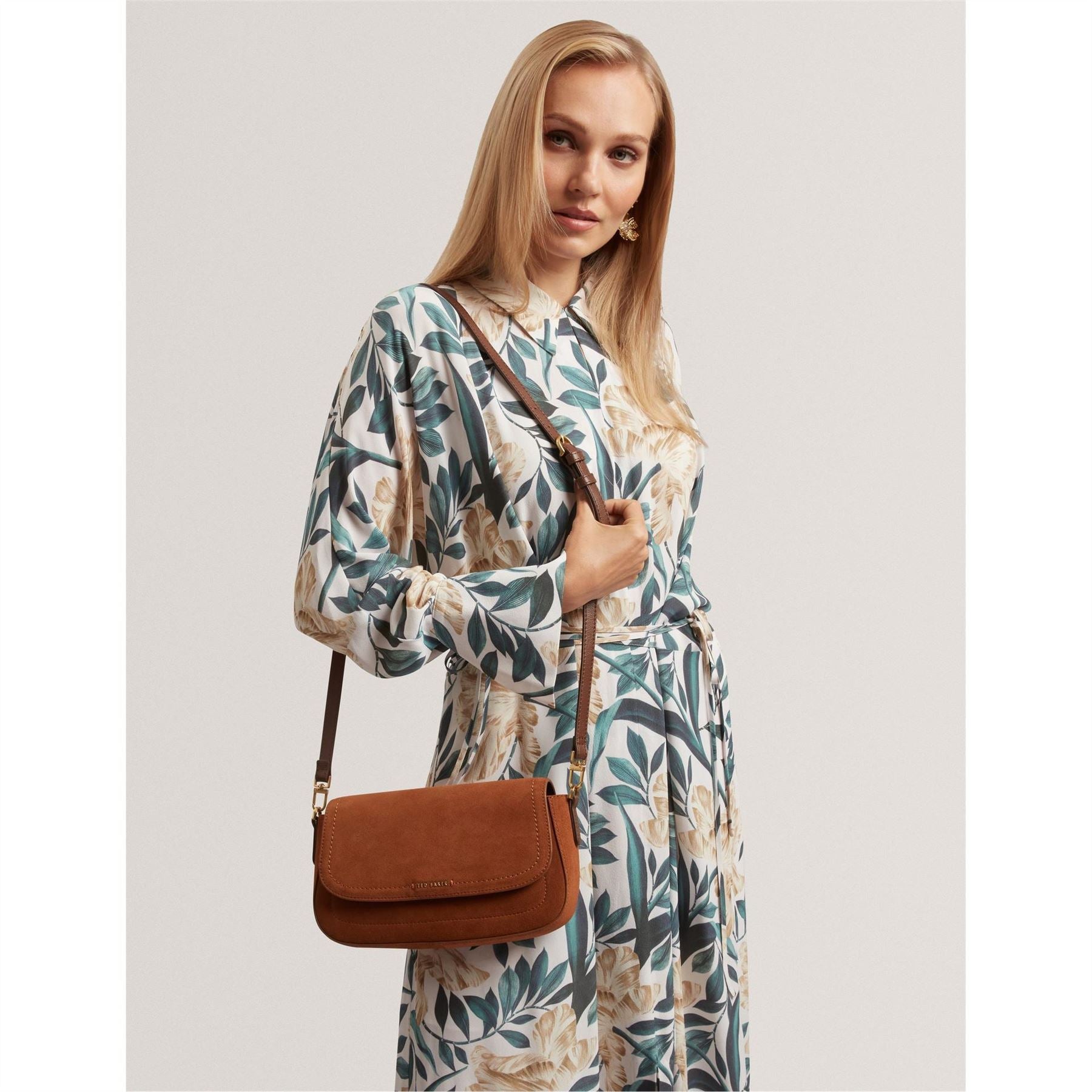 Ted Baker Rectangle Cross Body Bag with Gold Tone Hardware
