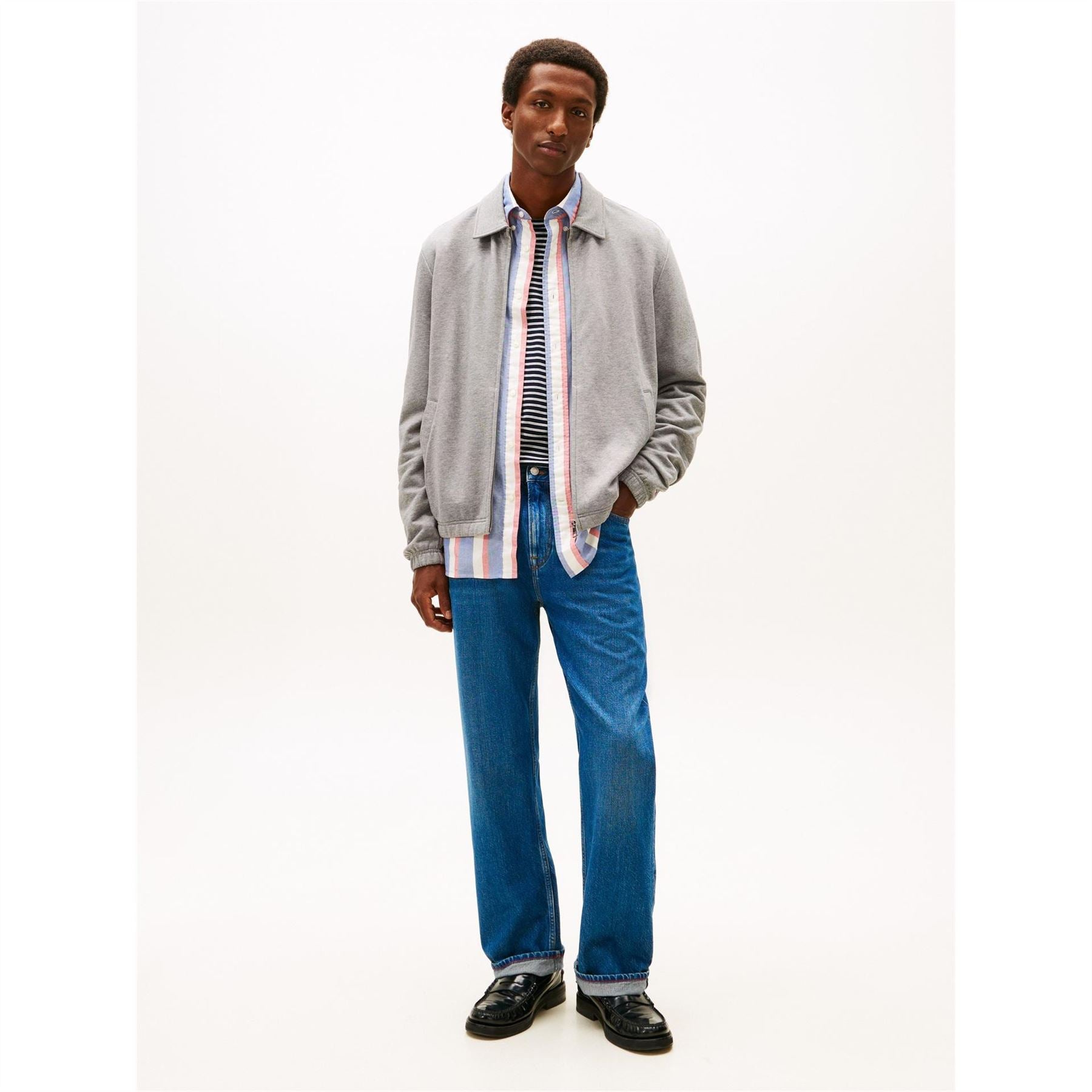 Tommy Hilfiger Terry Solid Patterned Harrington Jacket with Side and Zipped Pockets