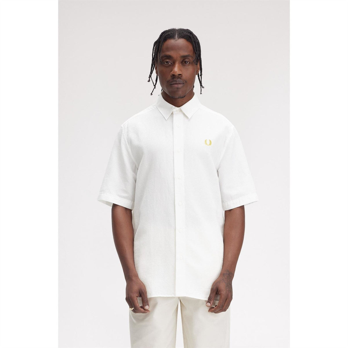 Fred Perry Seersucker Short Sleeve Patterned Shirt
