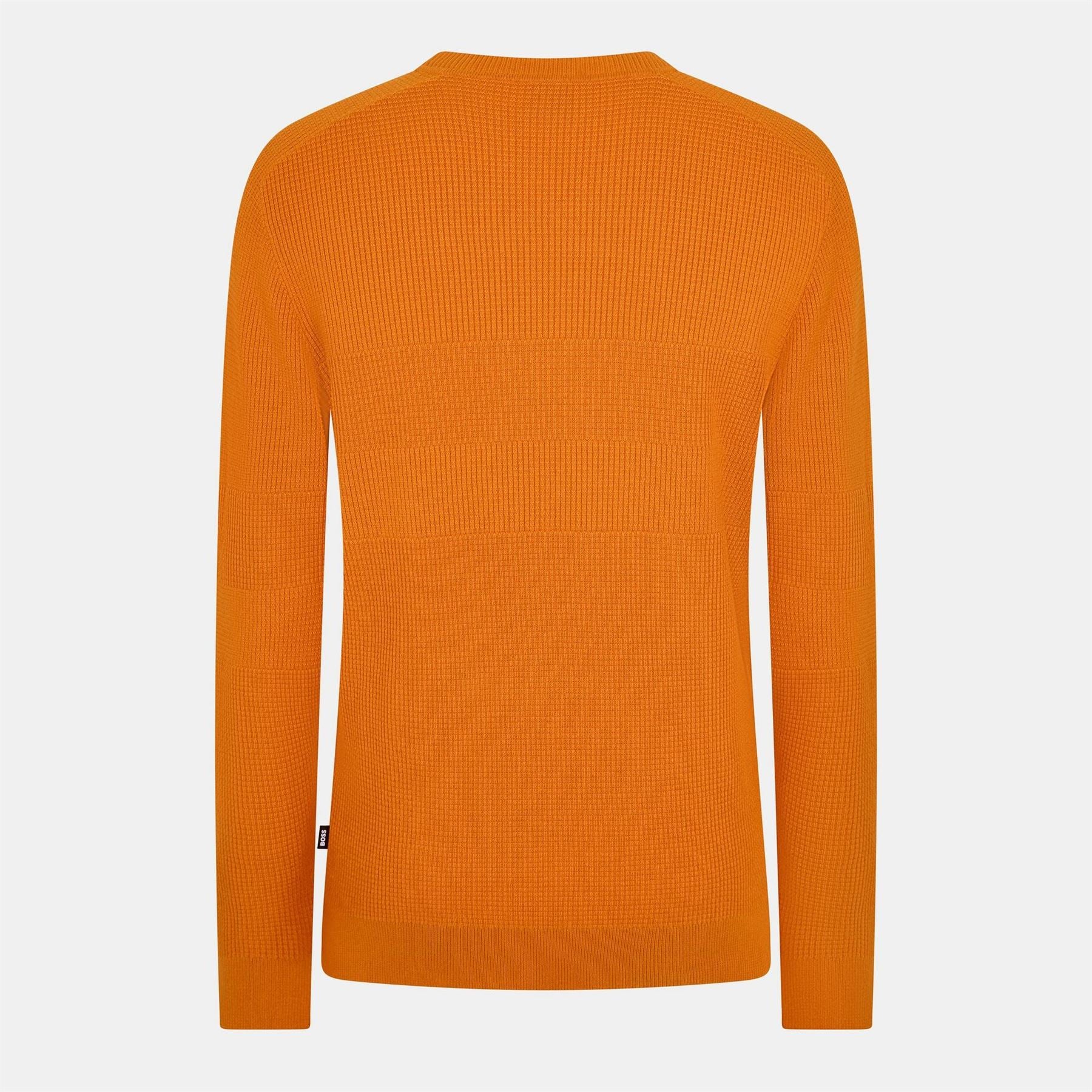 Boss Crew Neck Ribbed Collar Long Sleeve Sweater
