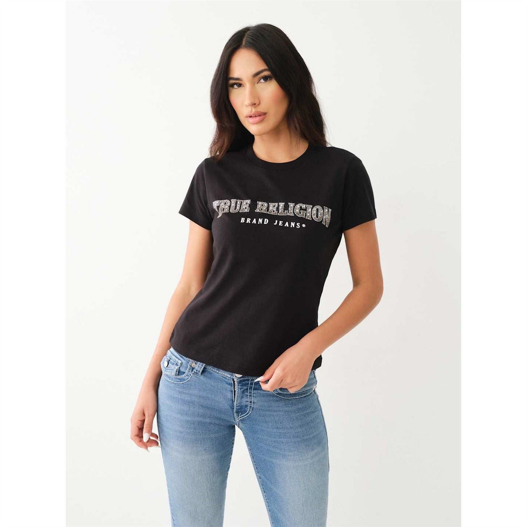 True Religion Regular Fit Lettering Crew Neck T-Shirt