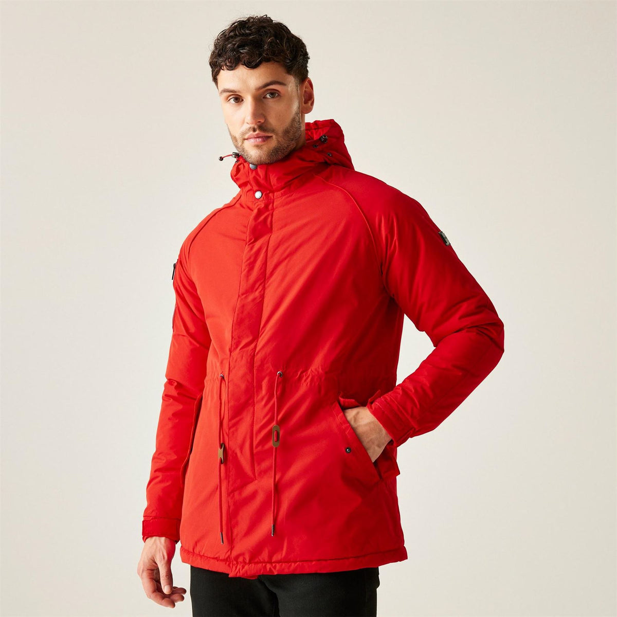 Regatta Salingeriii Solid Patterned Hooded Drawstring Fur Trim Parka Coat
