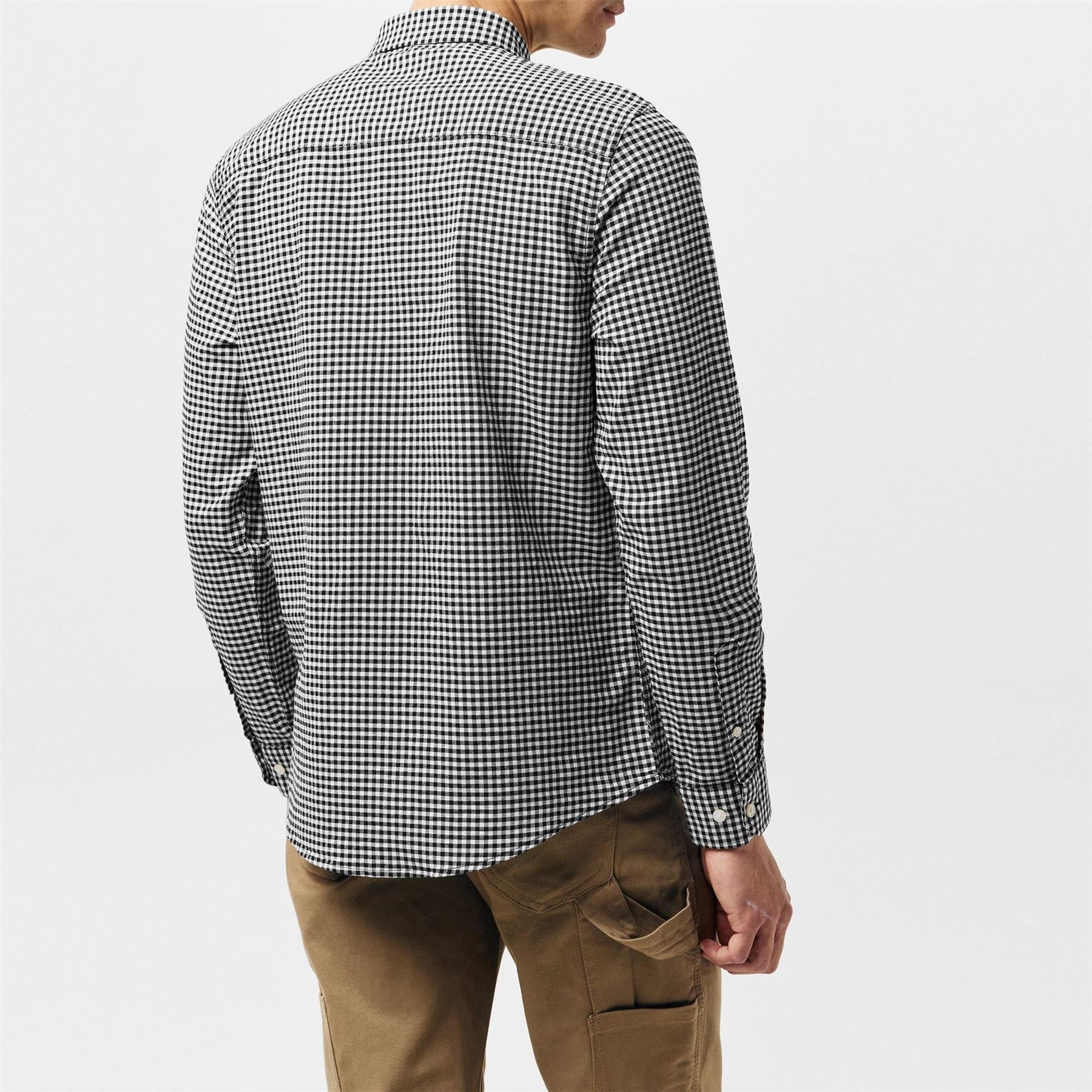 Nicce Threadbare Cheque Cotton Long Sleeve Oxford Shirt