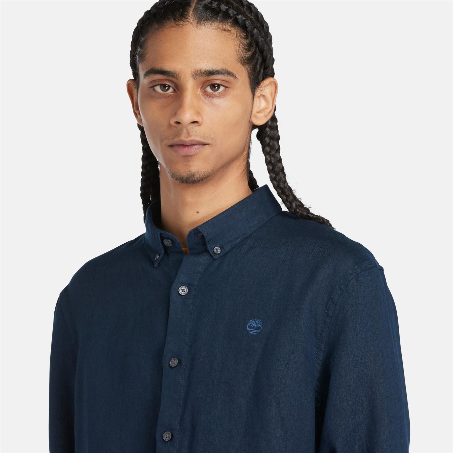 Timberland Mill Brook Linen Leaf Green Long Sleeve Plain Shirt