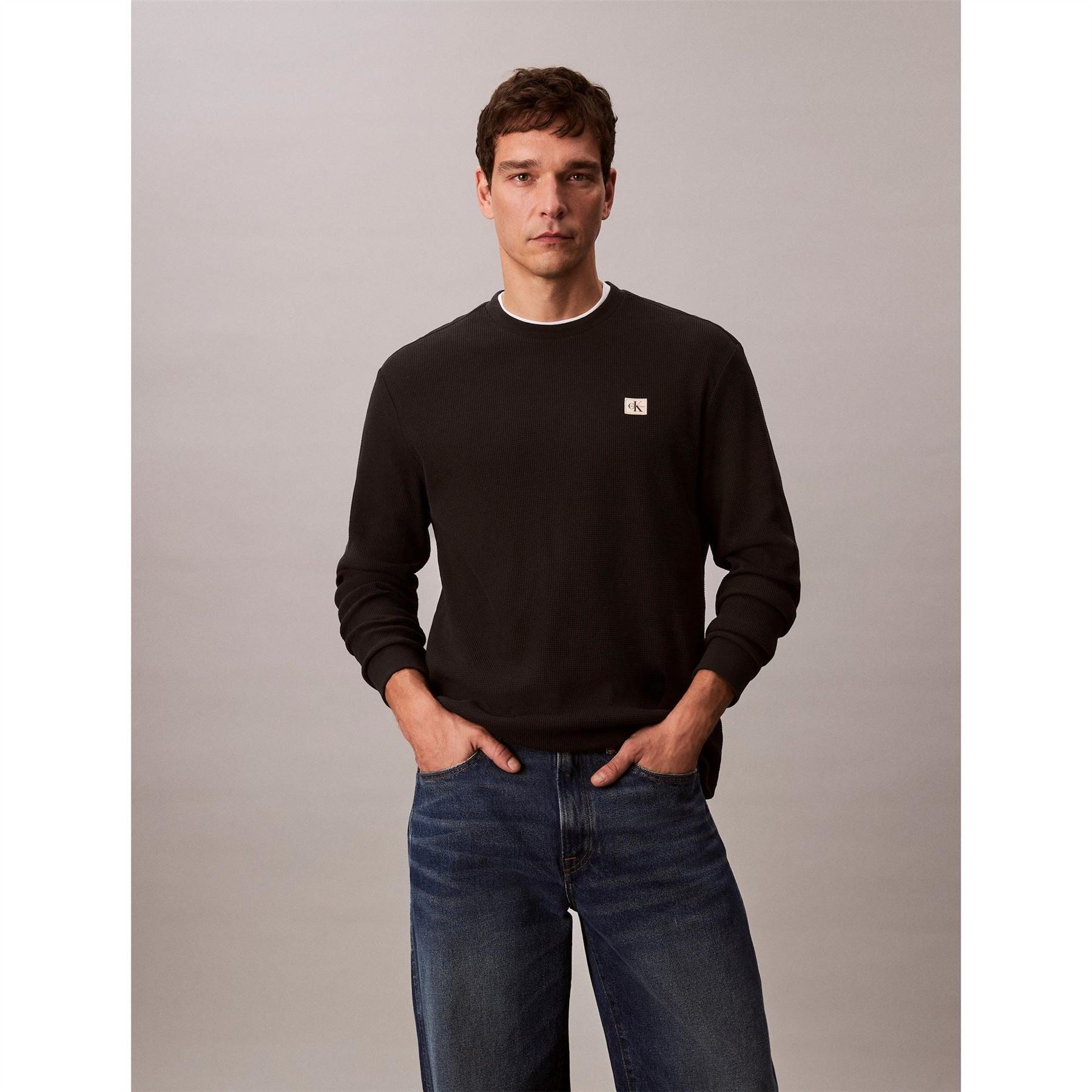 Calvin Klein Jeans Waffle Long Sleeve Crew Neck T-Shirt