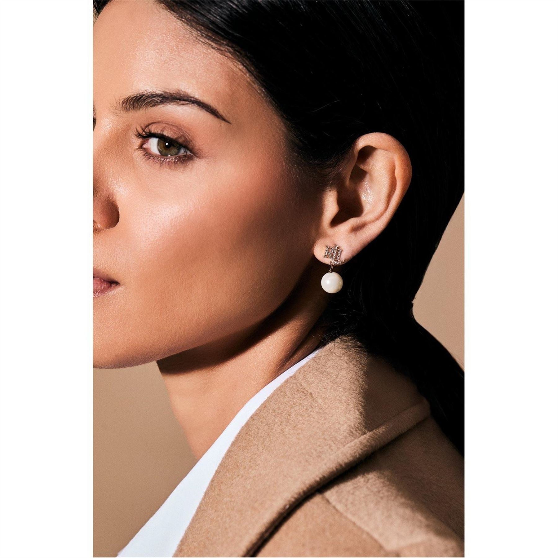 Lauren by Ralph Lauren Ralph Lauren Gold Pave Logo Pearl Drop Earrings