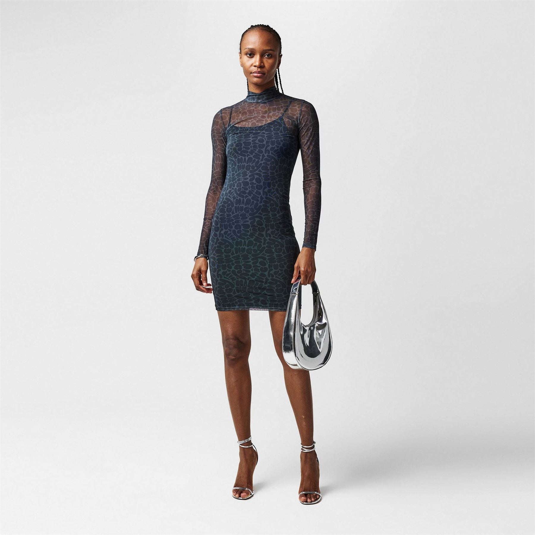 Hugo High Neck Mini Bodycon Dress