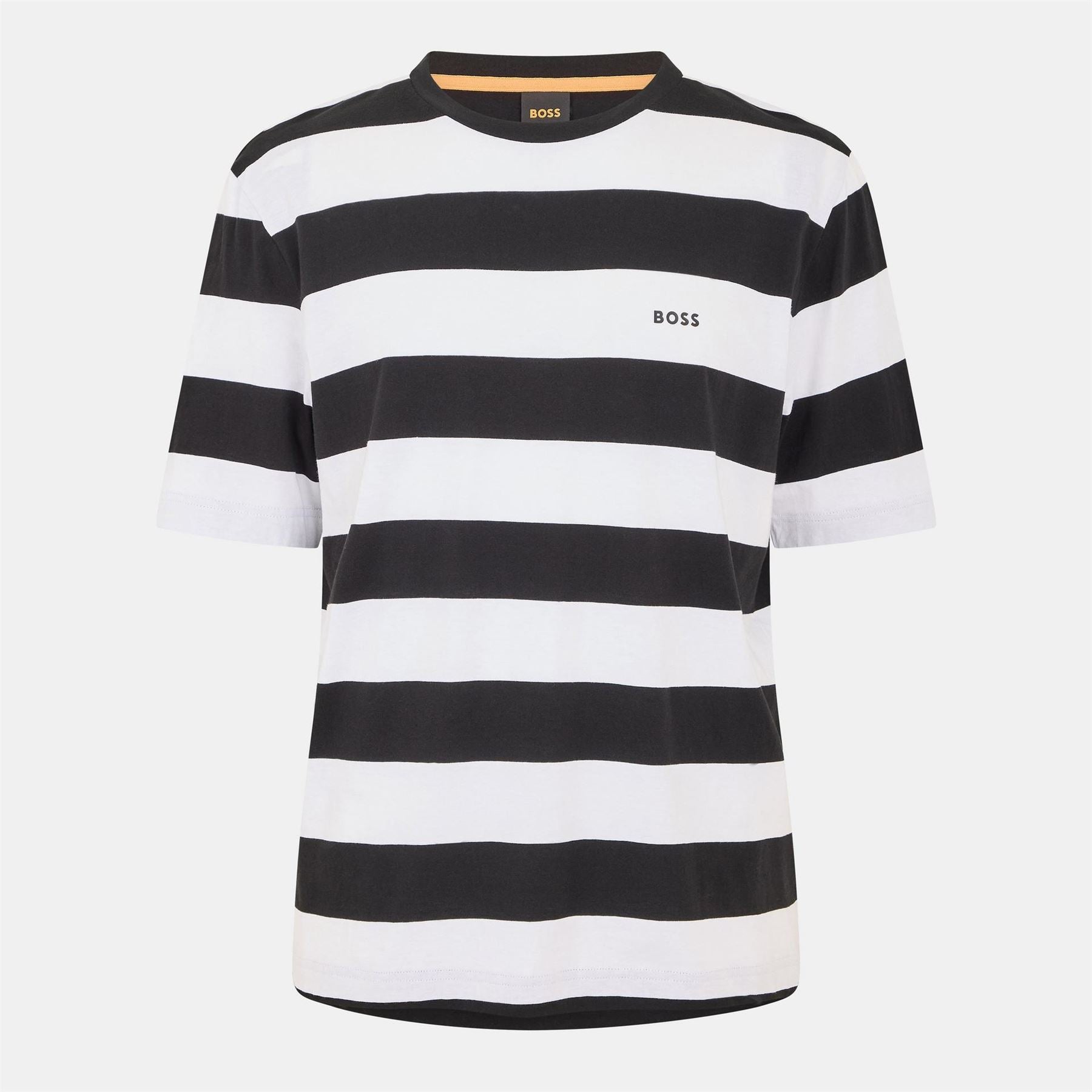 Boss Crew Neck Ribbed Collar Short Sleeve T-Shirt