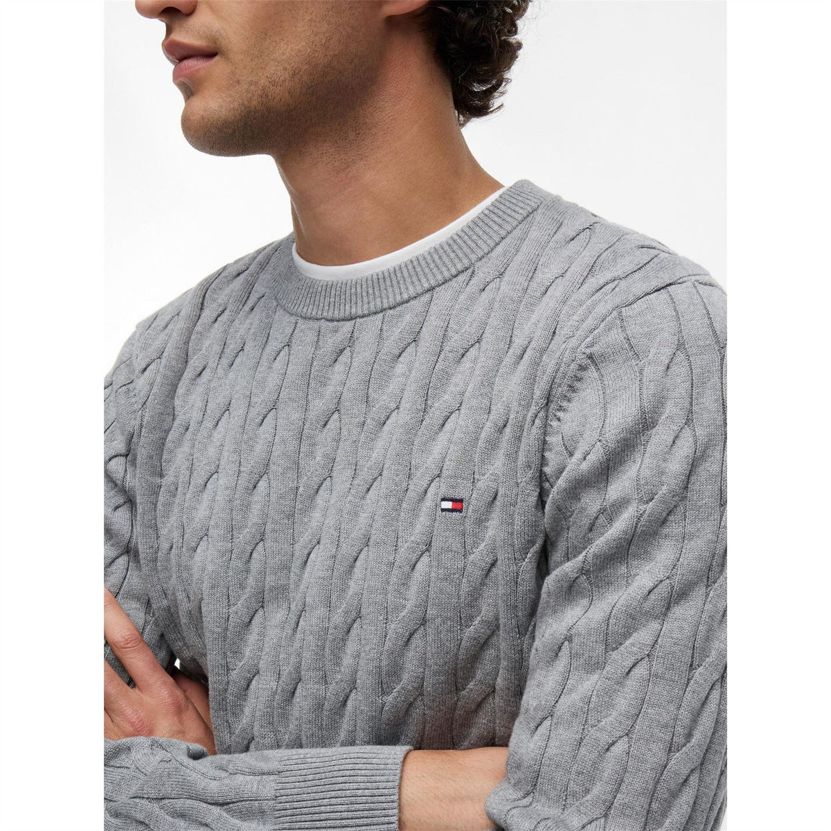 Tommy Hilfiger Cable Knit Cotton Crew Neck Jumper