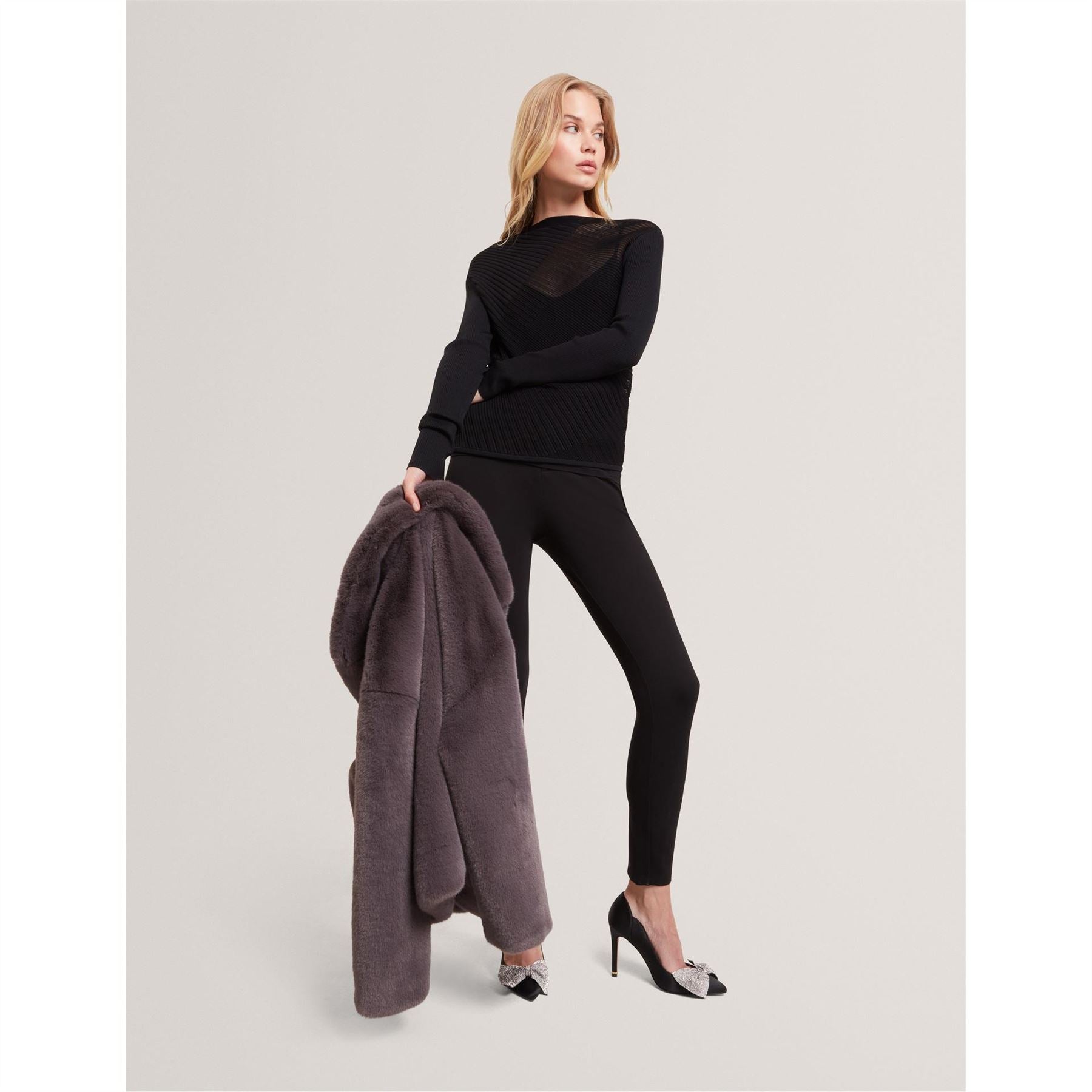 Ted Baker Long Sleeve Sheer Knitted Top