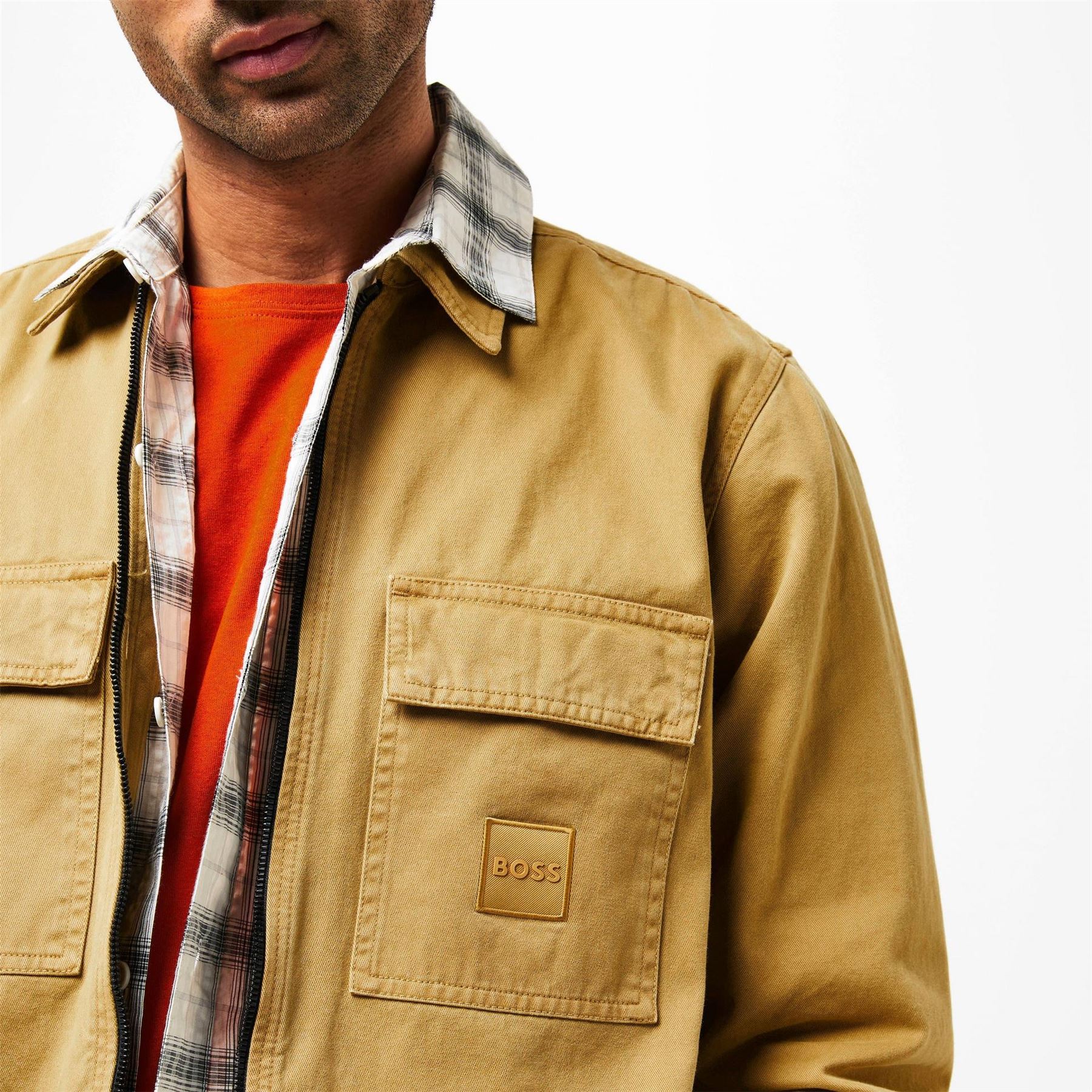 Boss Solid Patterned Snap Button Overshirt