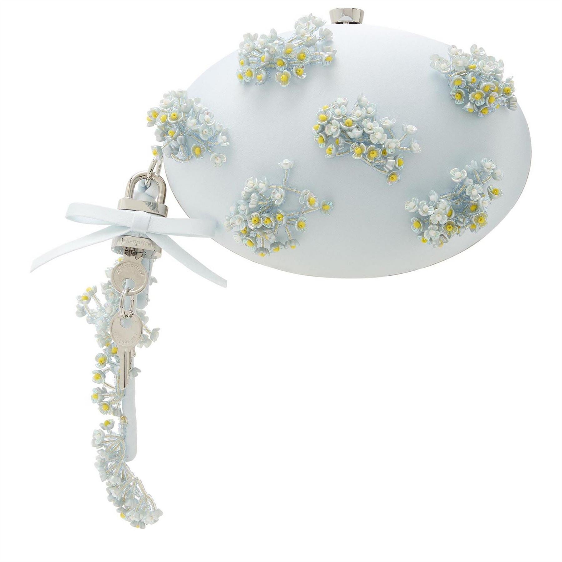 Self Portrait Satin Floral Beaded Oval