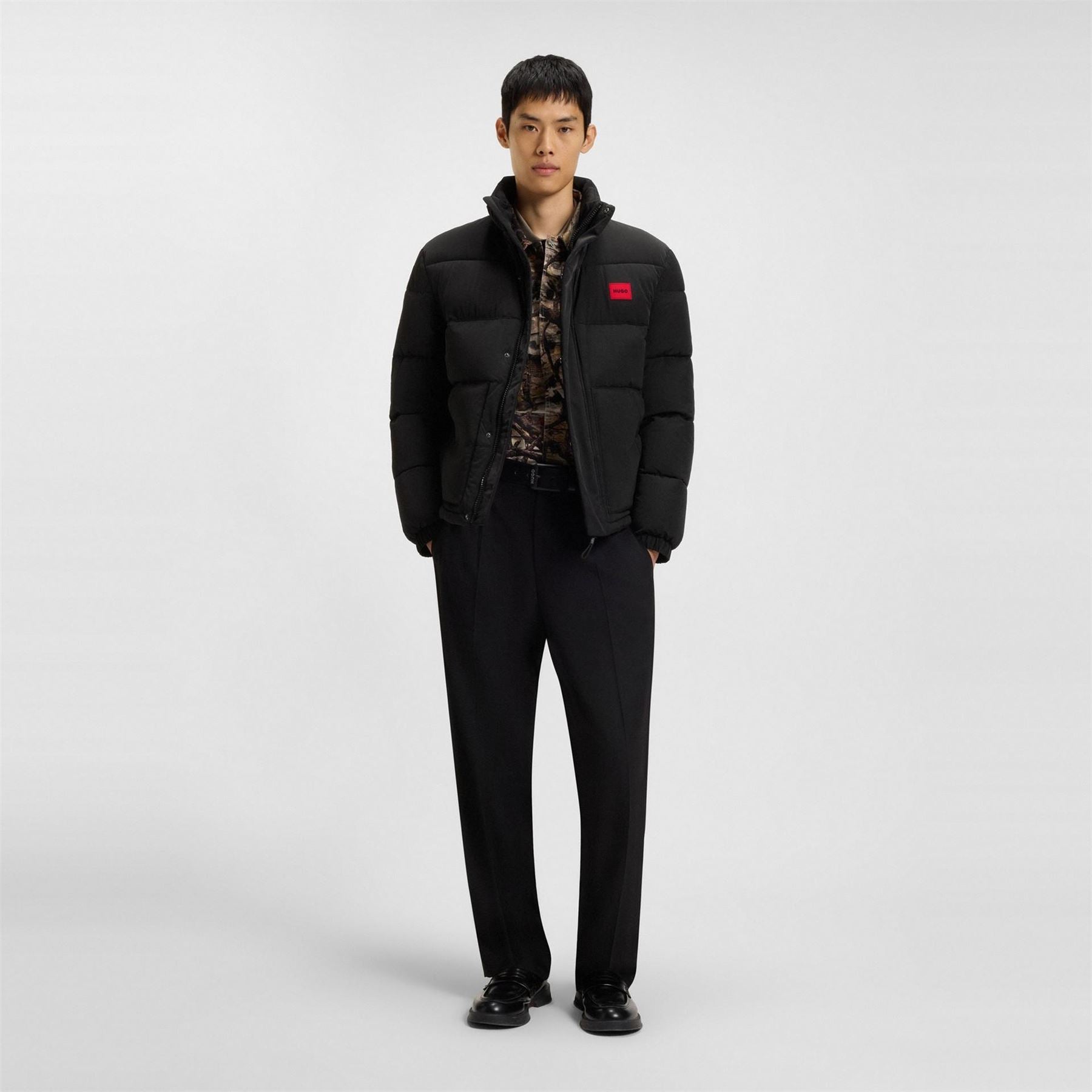 Hugo Solid Patterned Puffer Coat with Chest Pocket