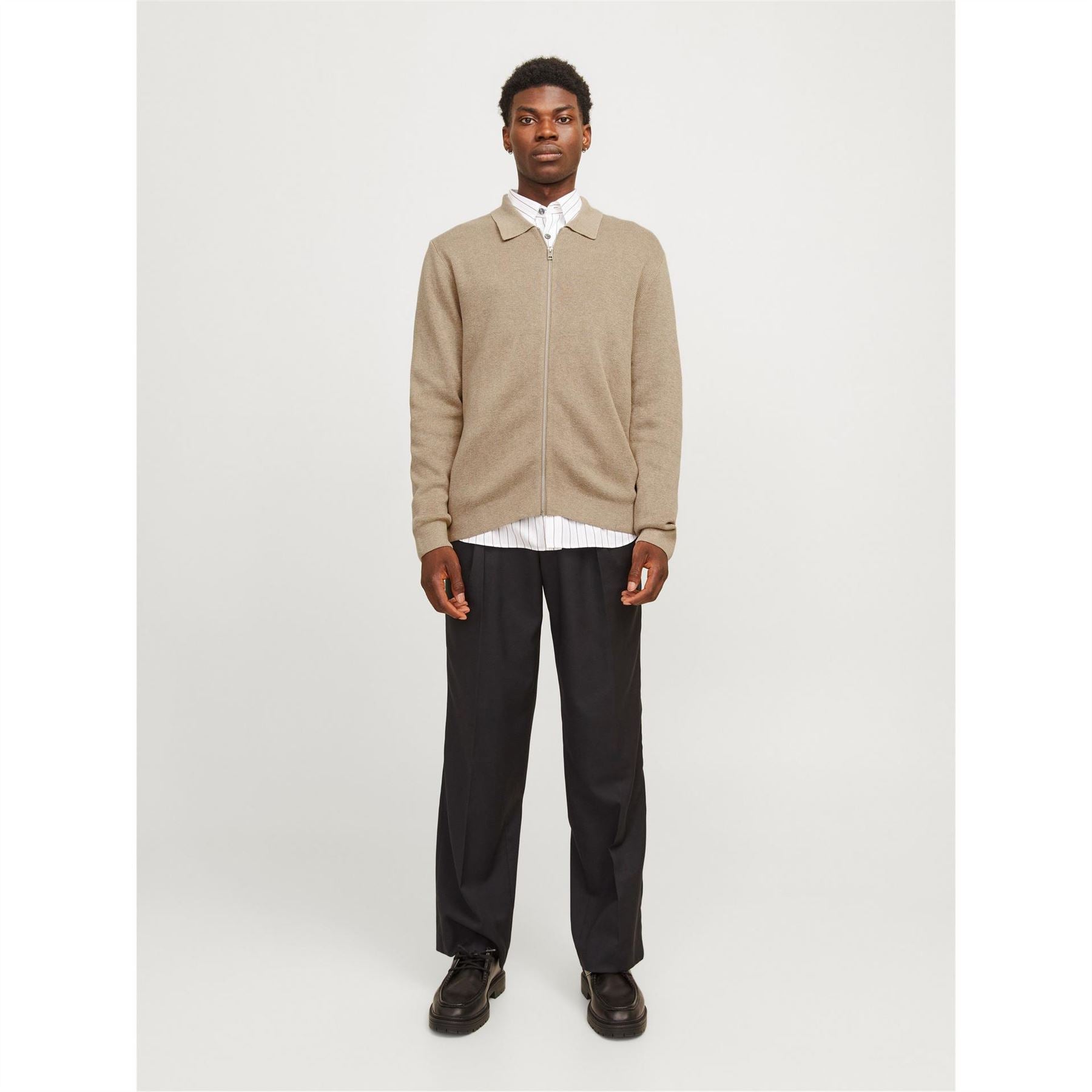 Jack and Jones Stitch Knitted Full Zip Fleece Fabric