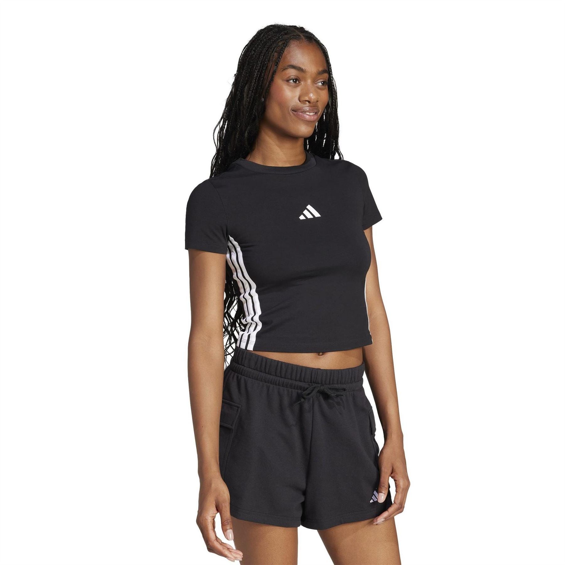 adidas Womens Essentials 3 Stripes Slim Baby T-Shirt