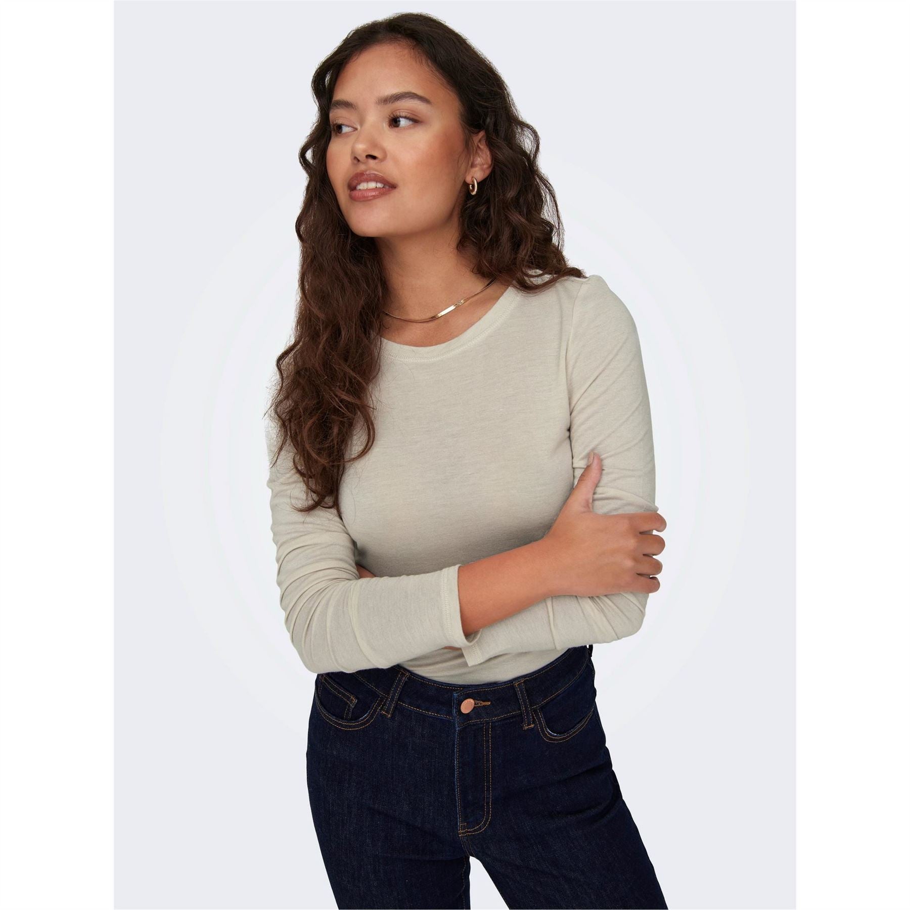 Only Slim Fit Crew Neck Long Sleeve Jersey T-Shirt