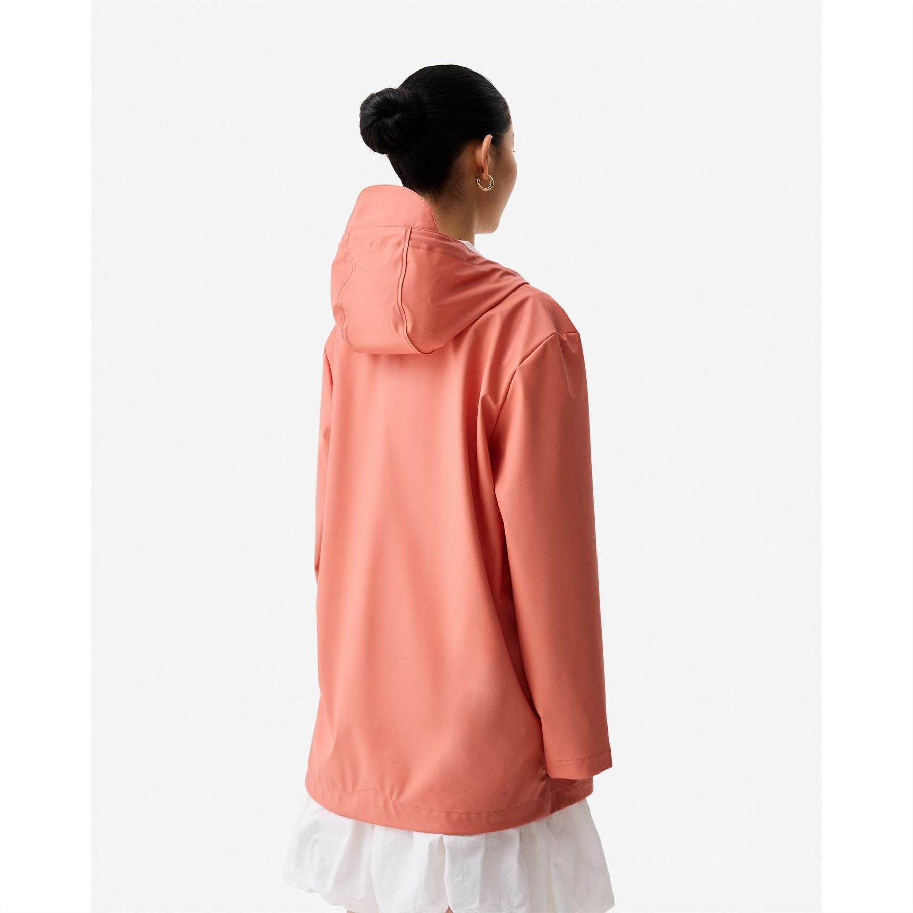 Hunter Jo Hooded Snap Button Solid Patterned Rain Jacket