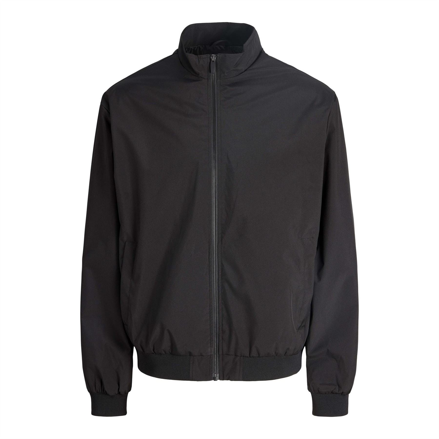 Jack and Jones Two-Way Zipper Ribbed Cuff Solid Bomber Jacket