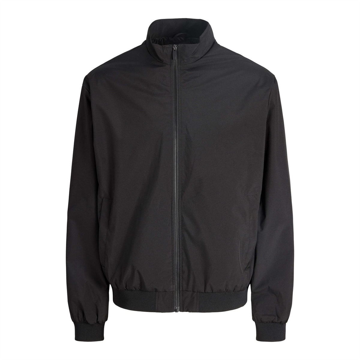 Jack and Jones Two-Way Zipper Ribbed Cuff Solid Bomber Jacket