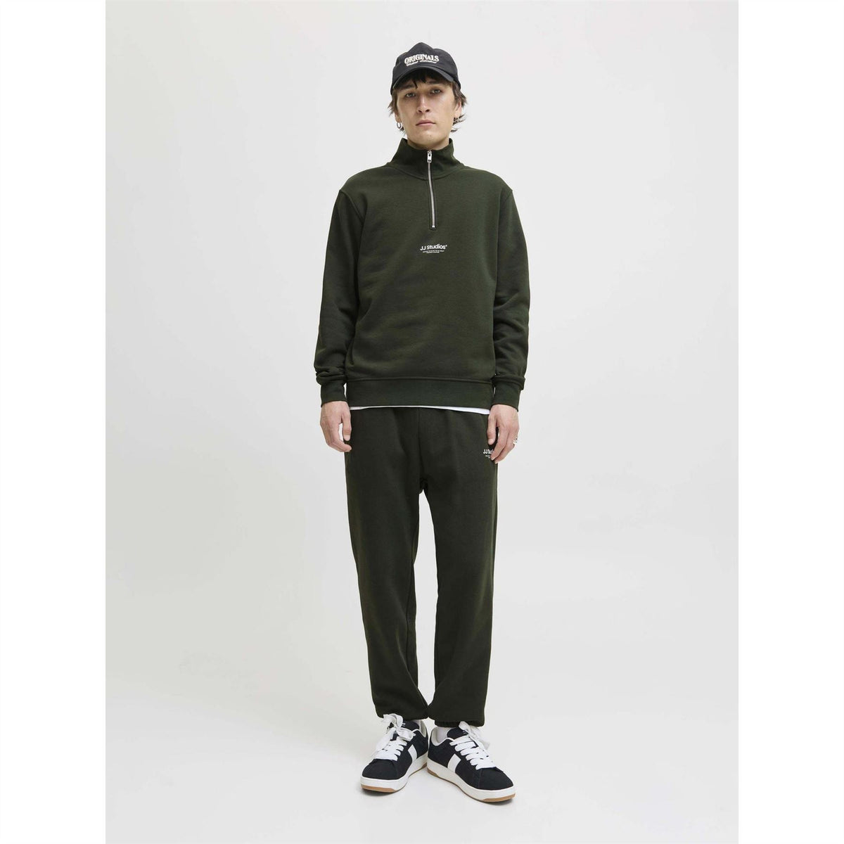 Jack and Jones Jjesoho Sweatshirt Quarter Zip Cotton Fleece Top