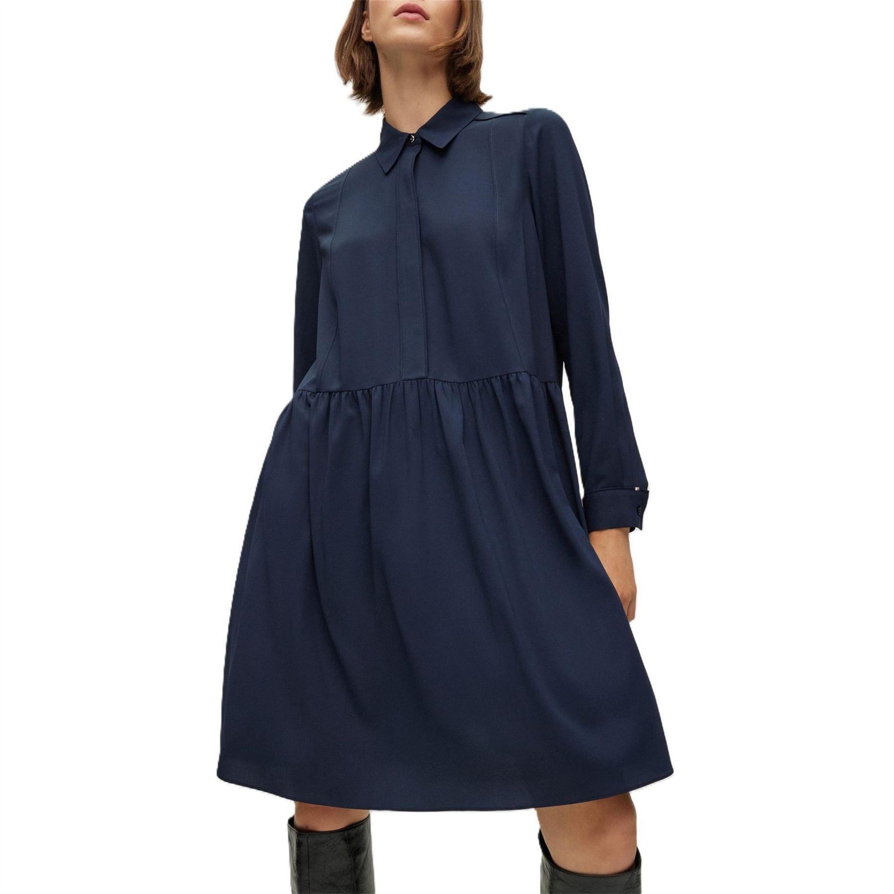 Boss Divenala Long Sleeve Knee Length Shirt Dress