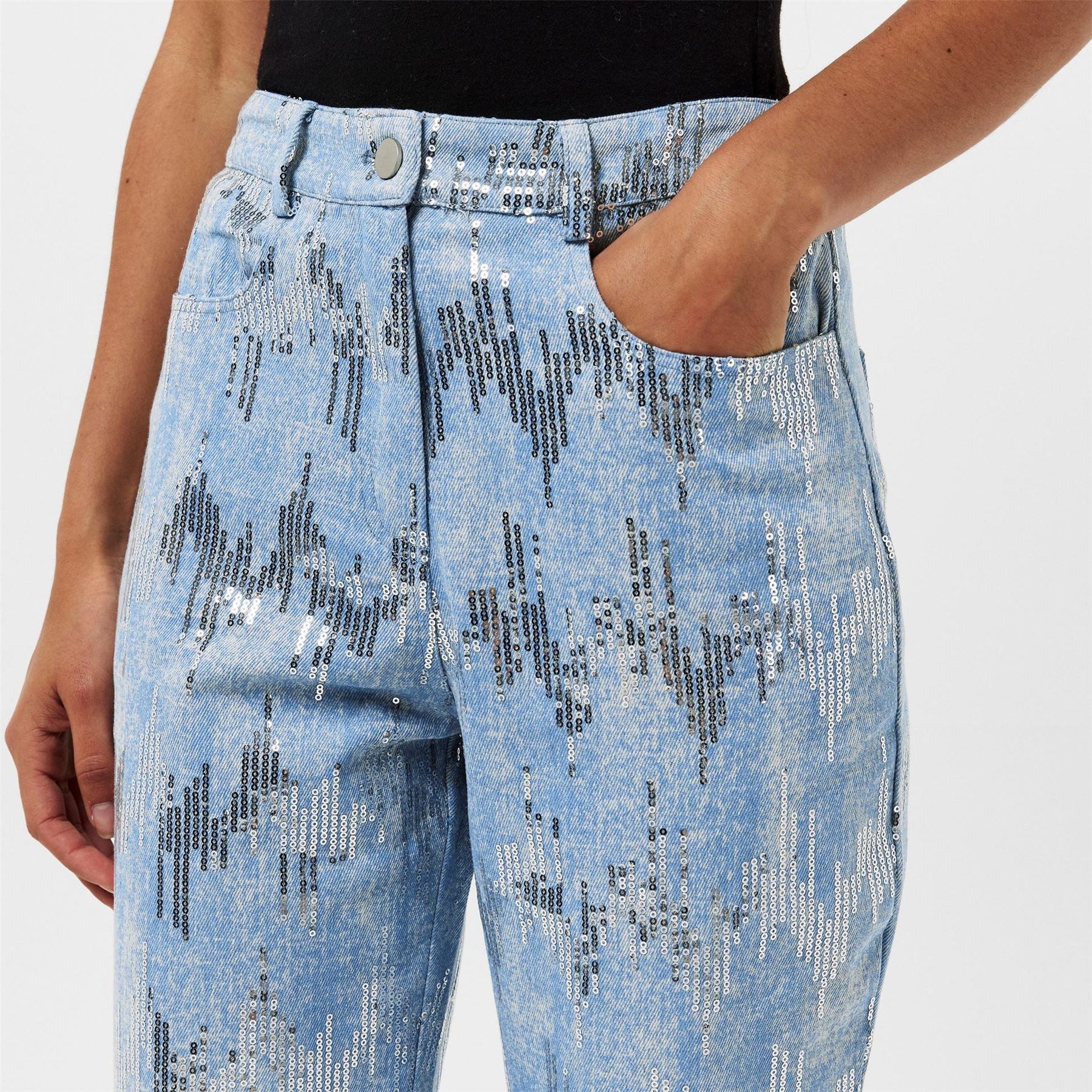 AmyLynn Embellished Five Pocket Straight Leg Jeans