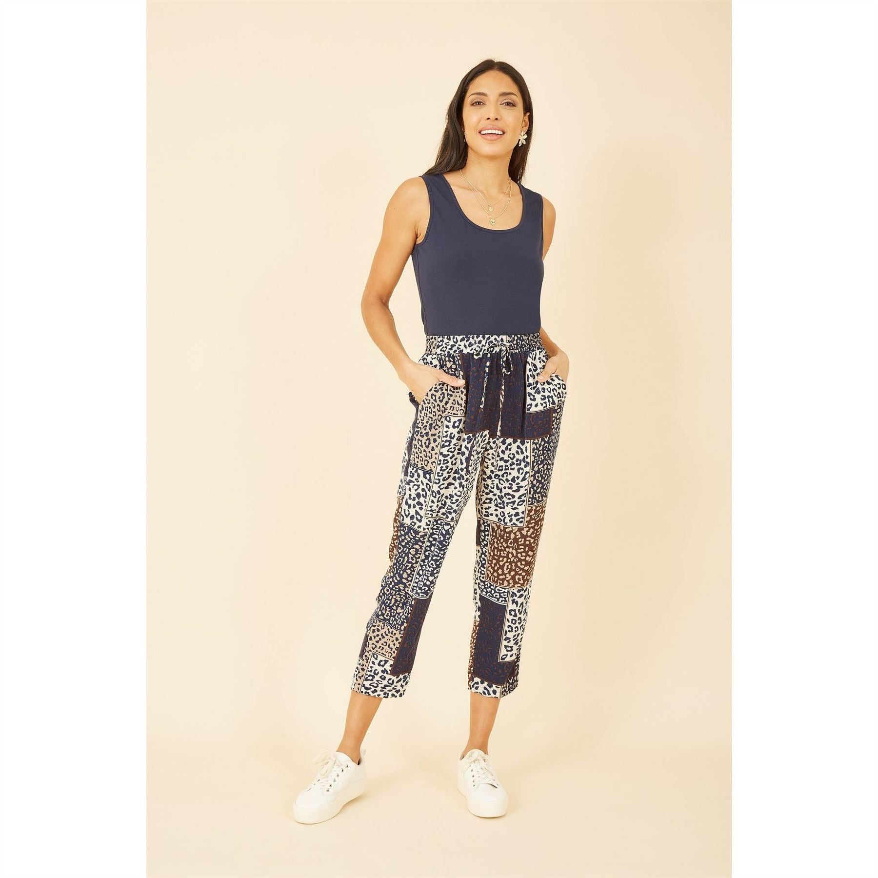 Yumi Patchwork Animal Print Trouser