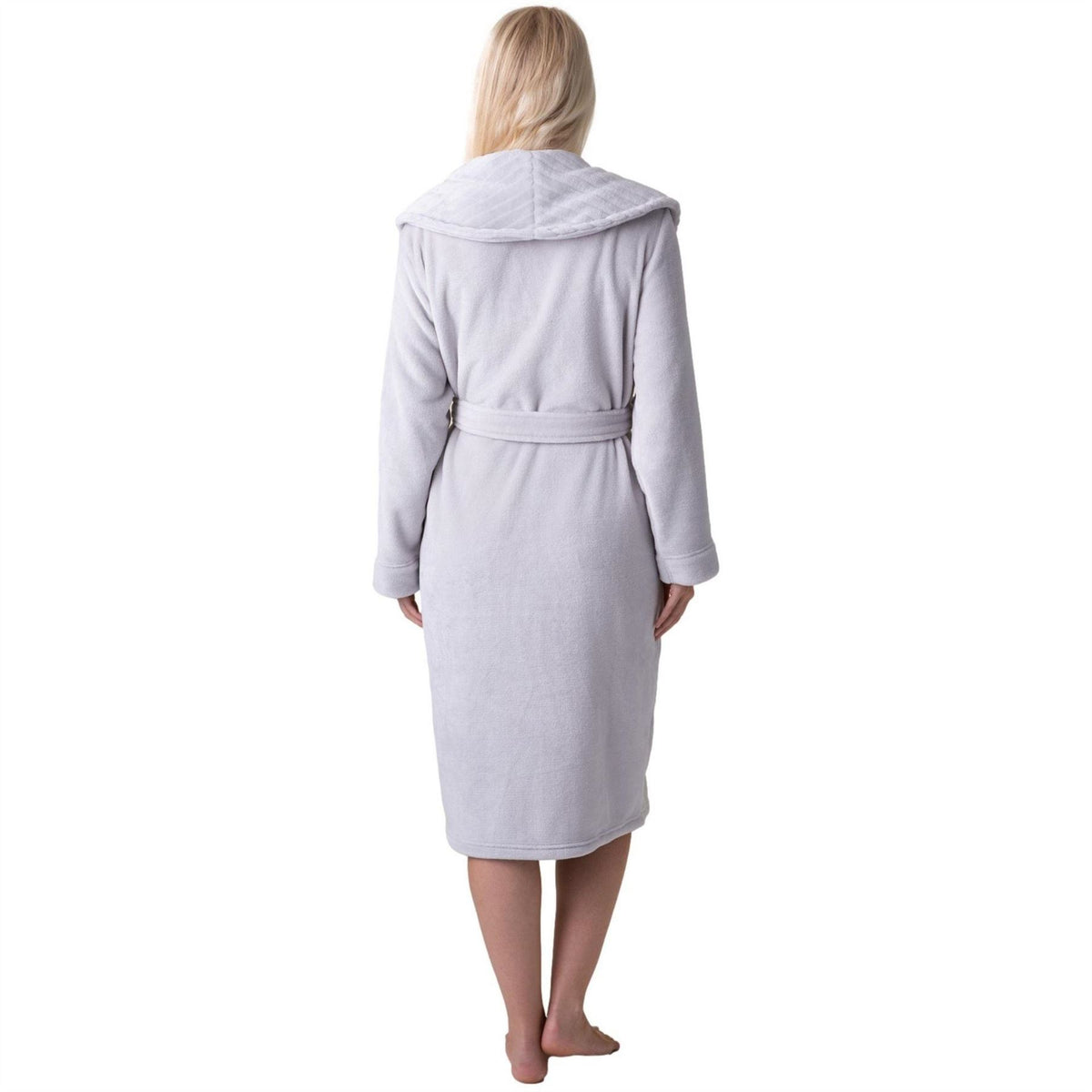 Camille Womens Supersoft Fleece Ribbed Collar Robe