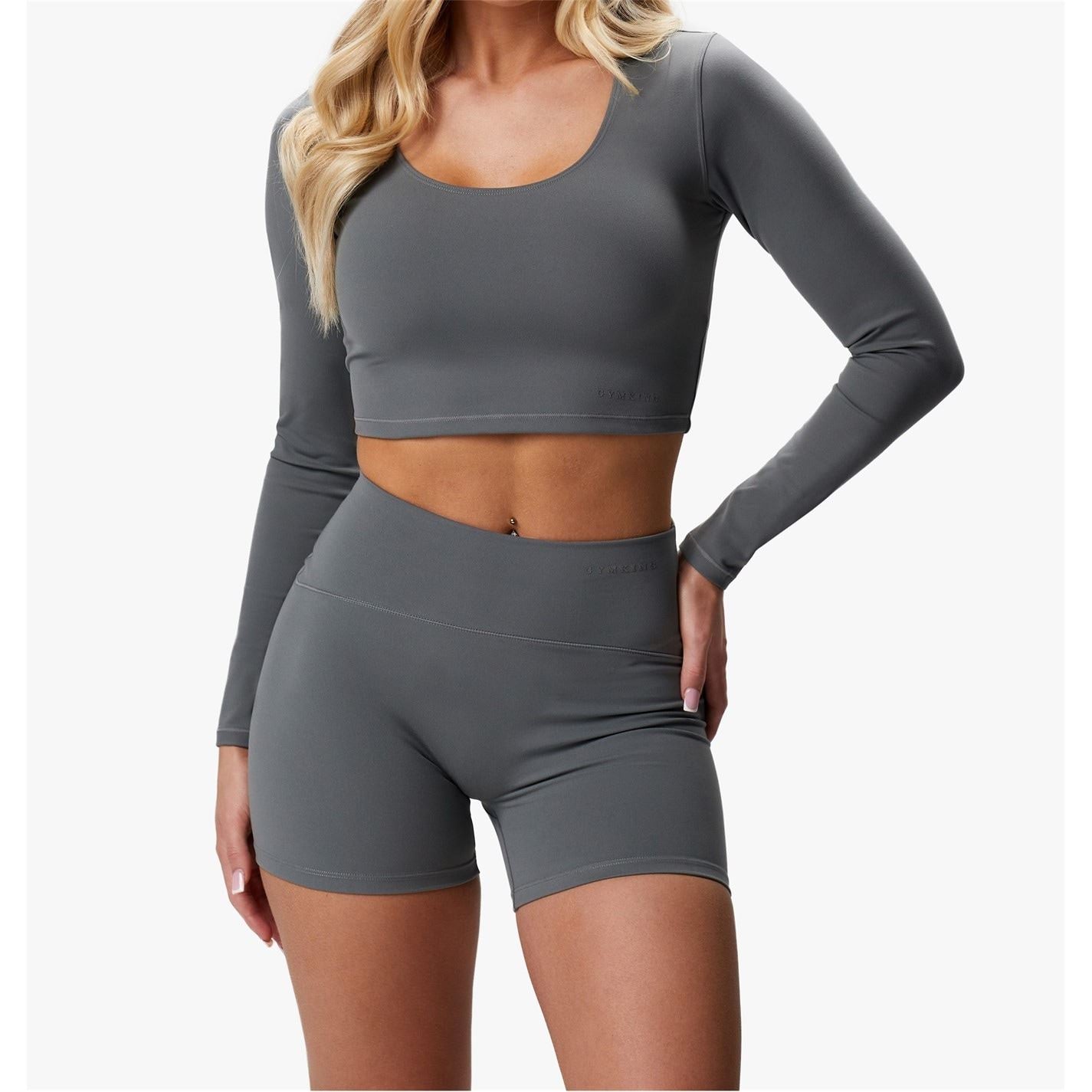 Gym King Luxe Cropped Scoop Neck Slim Fit T-Shirt