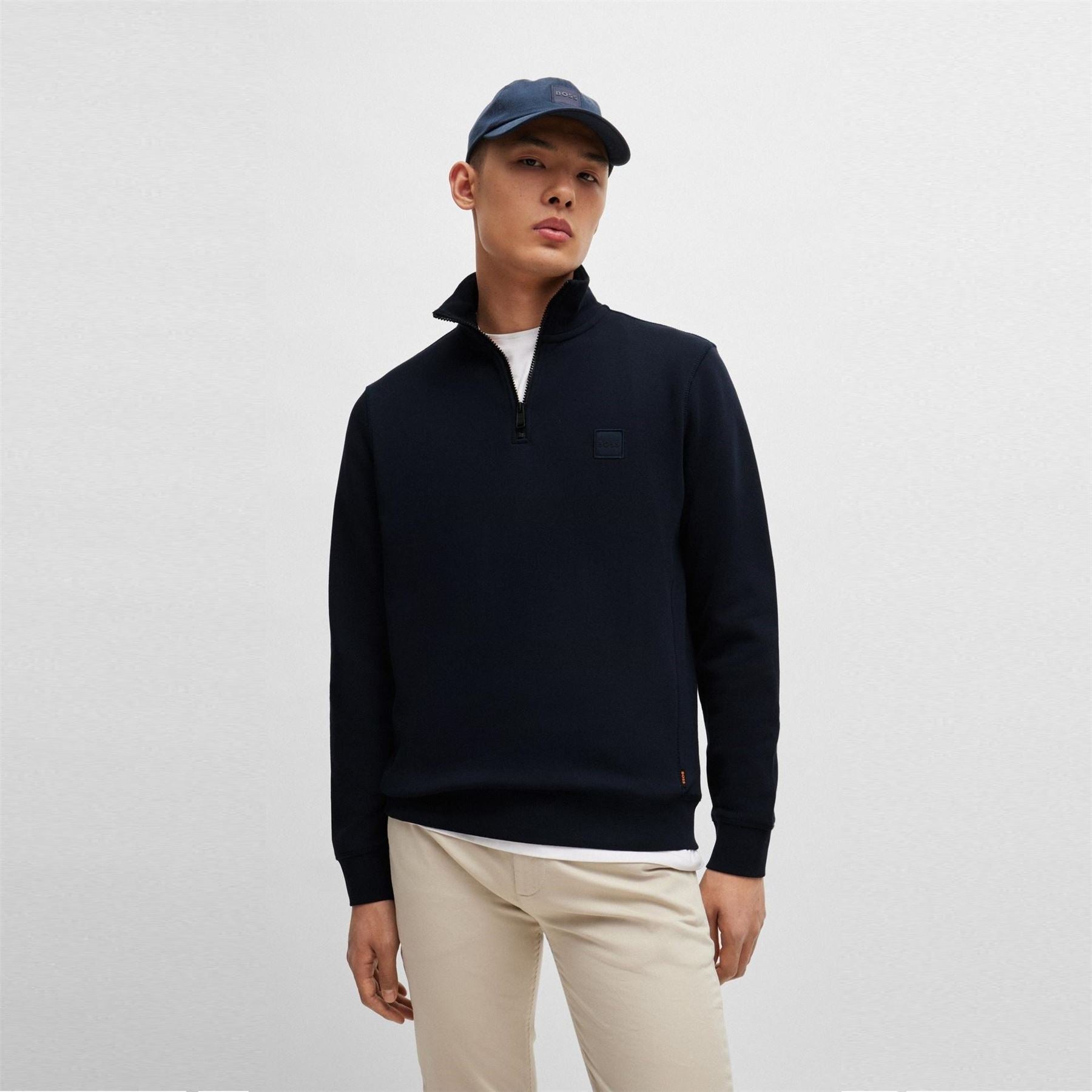 Boss Zetrust Zip Neck Soft Terryclover The Head Sweatshirt