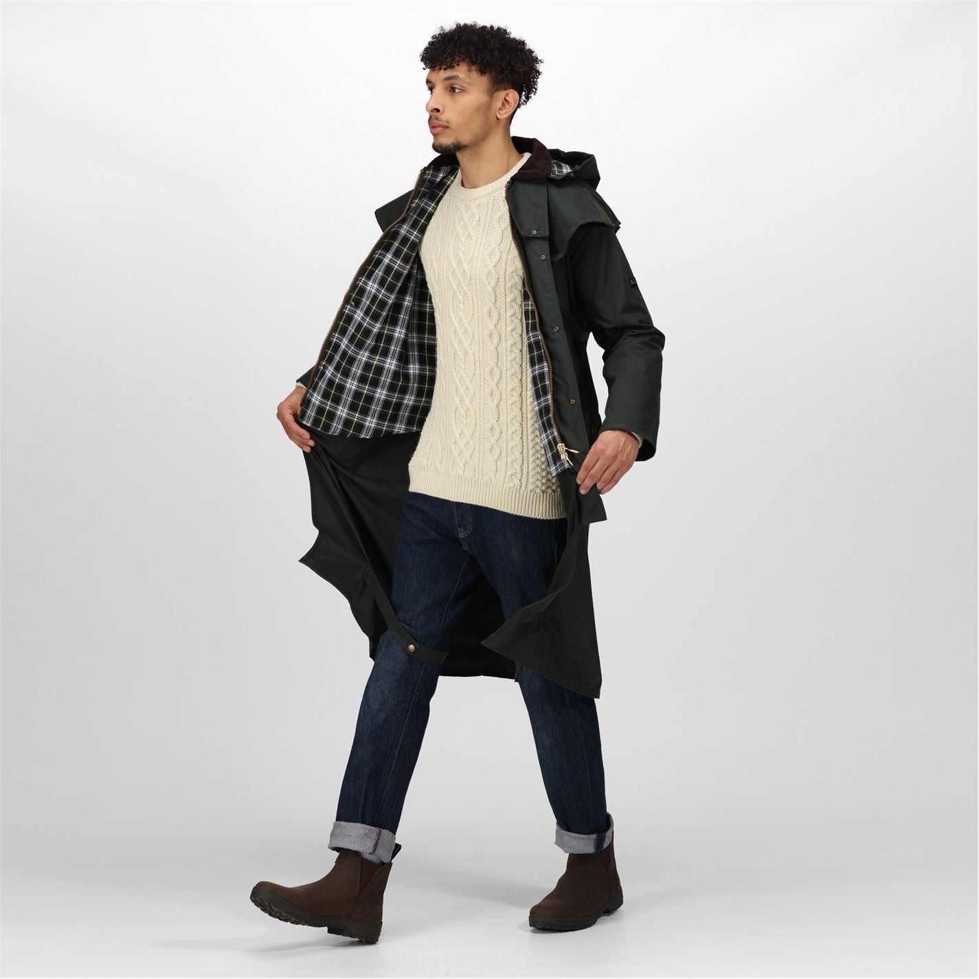 Regatta Solid Patterned Snap Button Hooded Waxed Jacket