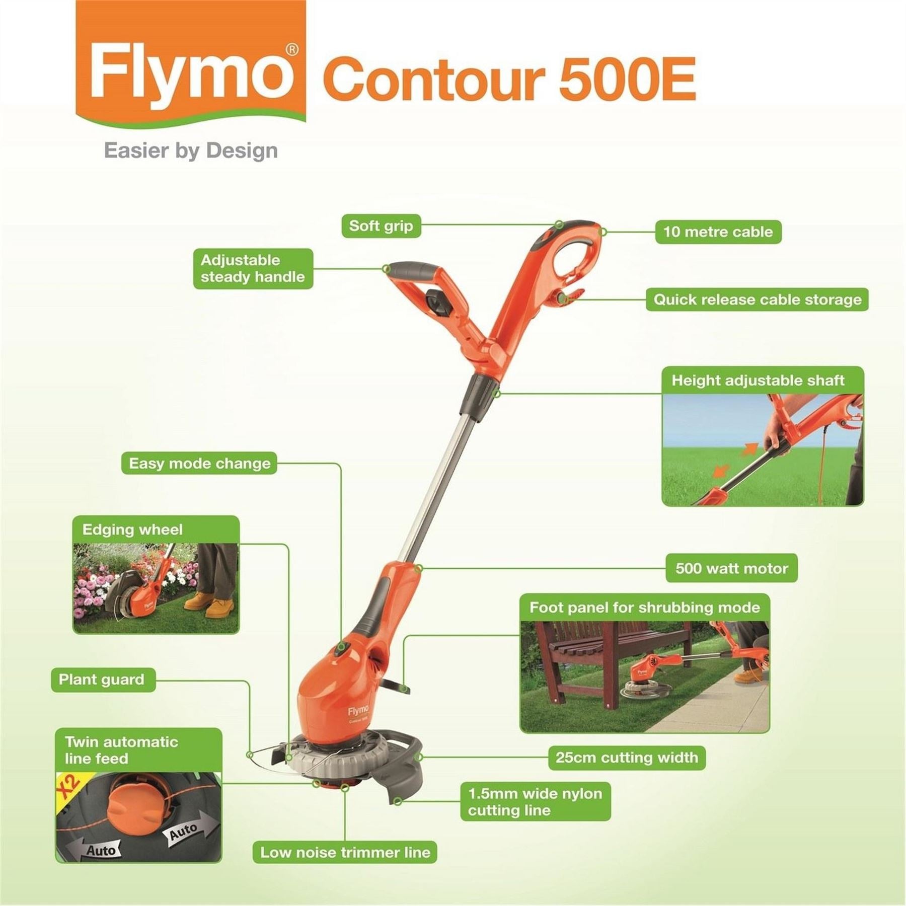 Flymo 500e 2 In 1 Electric Grass Trimmer