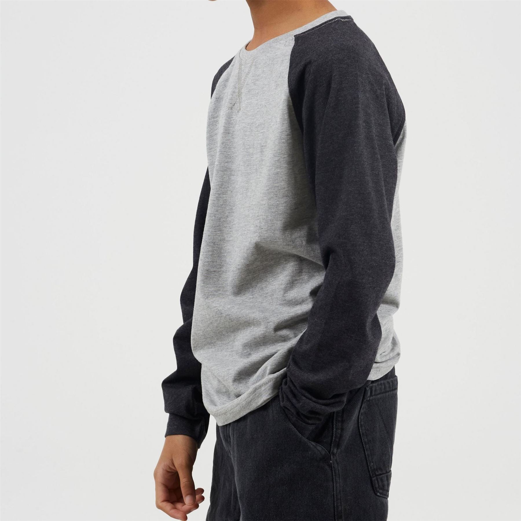 Brave Soul Boys Long Sleeve Crew Neck Tee With Contrast Raglan Sleeves