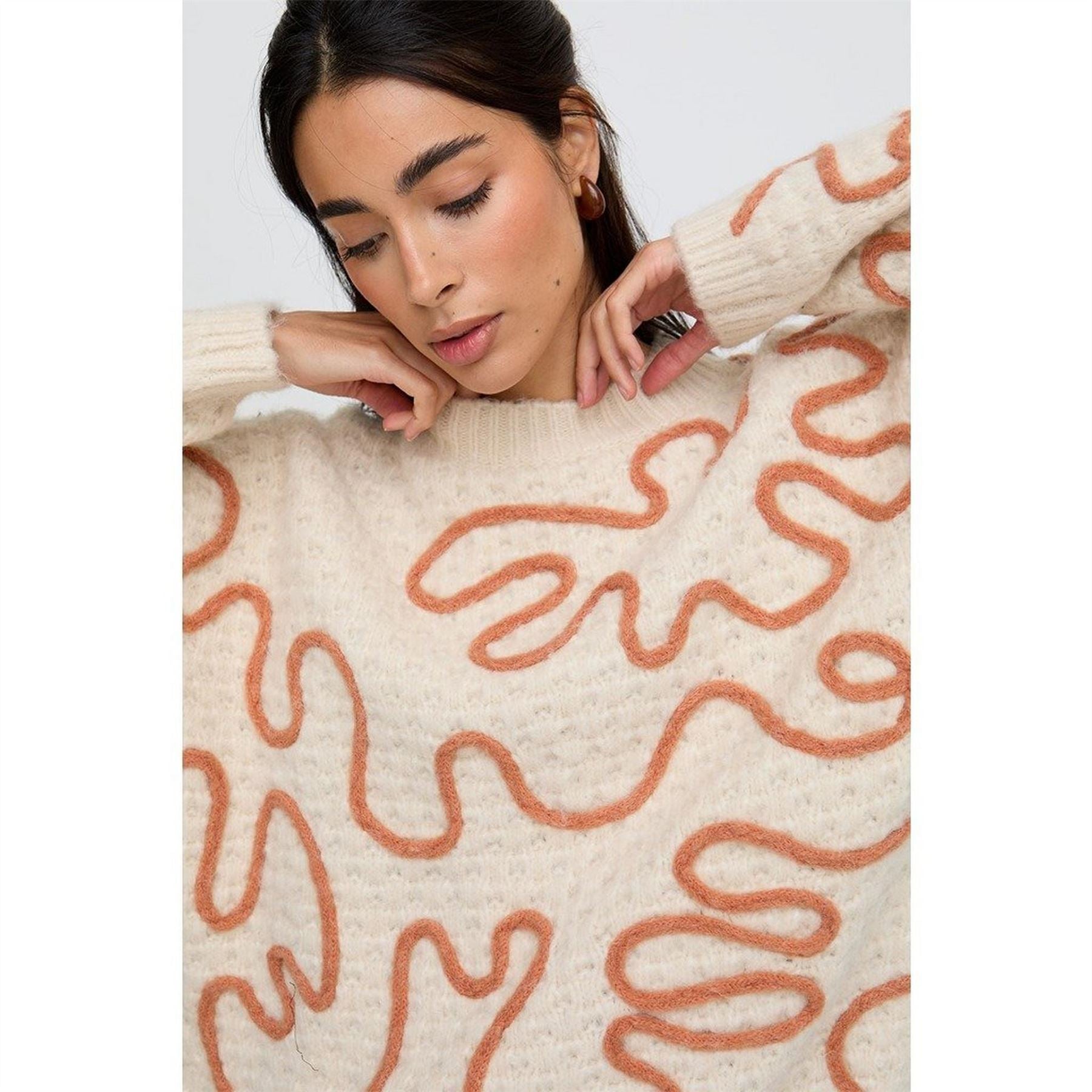 Raffya Elton Crew Neck Drop Shoulder Sweater