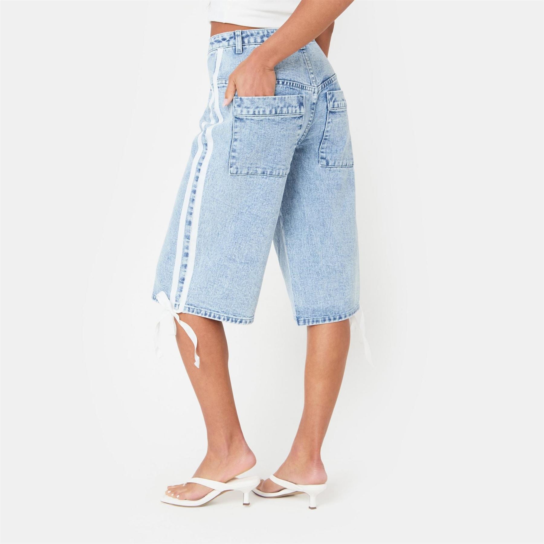 I Saw It First Fit Knee Length Denim Jorts