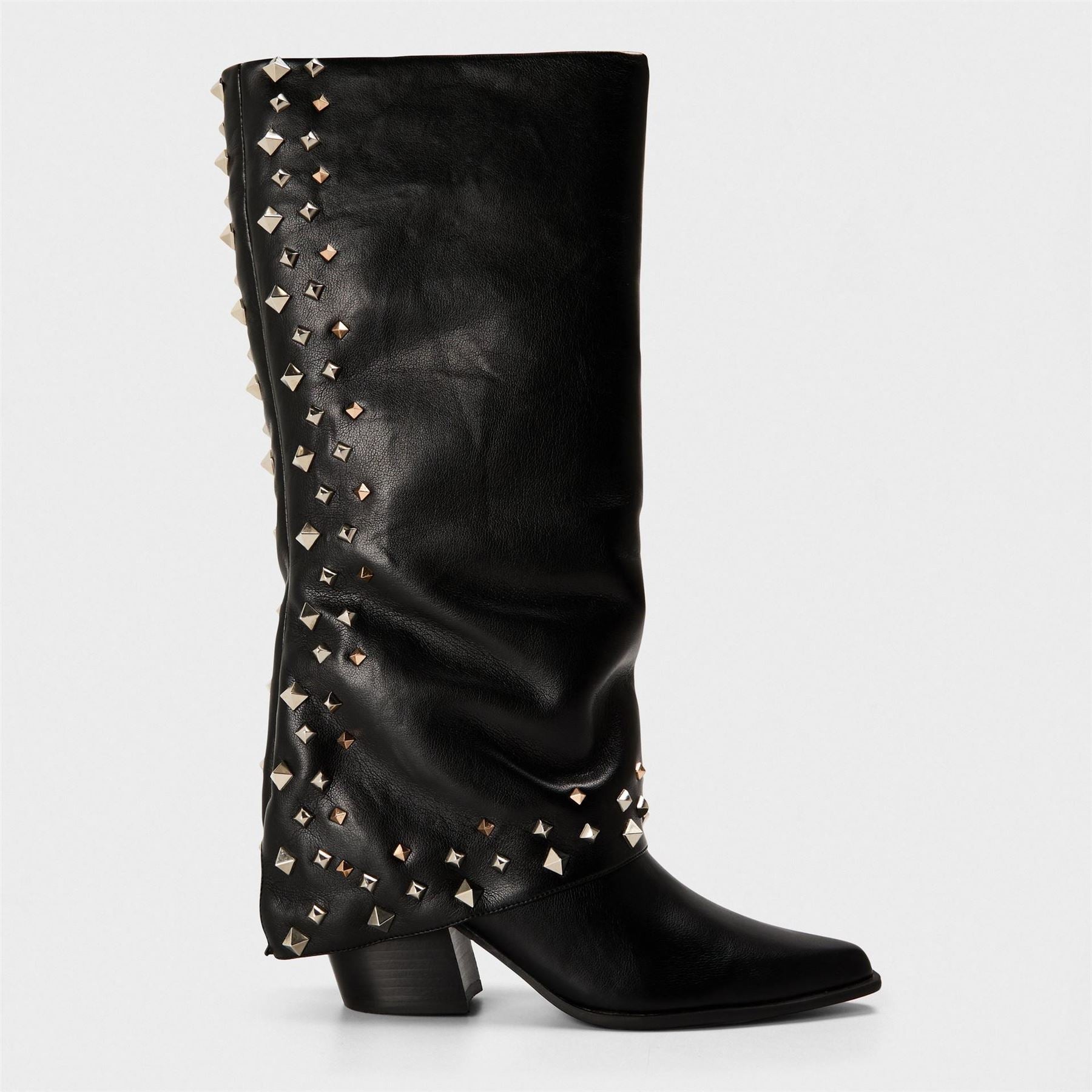 Steve Madden Cowboy Boots with Block Heel and Almond Toe